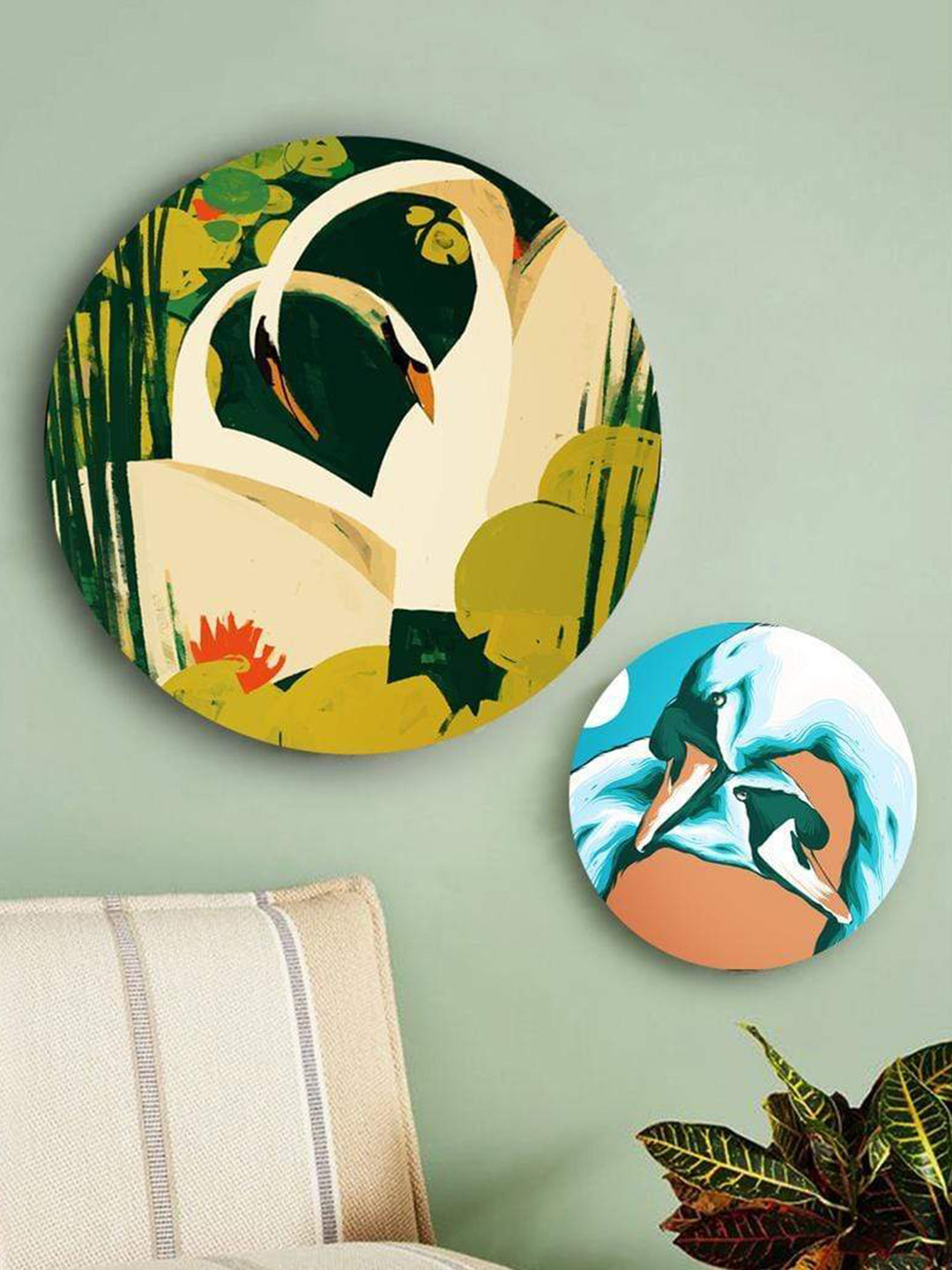 

THE ARTMENT Set of 2 Pair of Mute Swans Canvas - Matte Finish, Multi