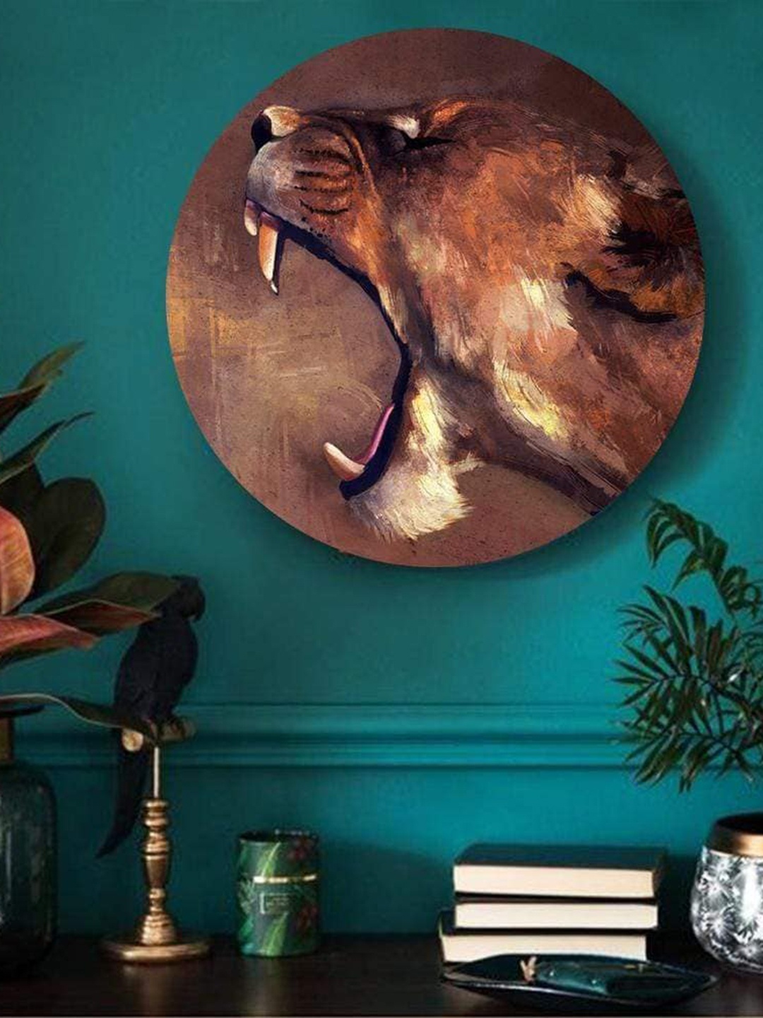 

THE ARTMENT Brown Fierce Lion and Lioness Canvas - Matte Finish