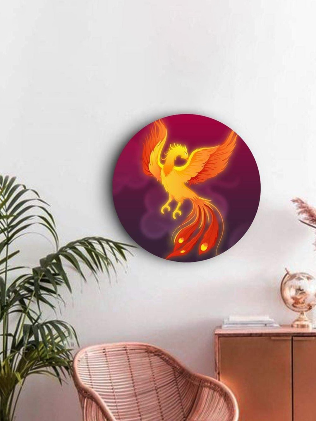 

THE ARTMENT Yellow Matte Finish Mythical Phoenix Canvas Wall Art