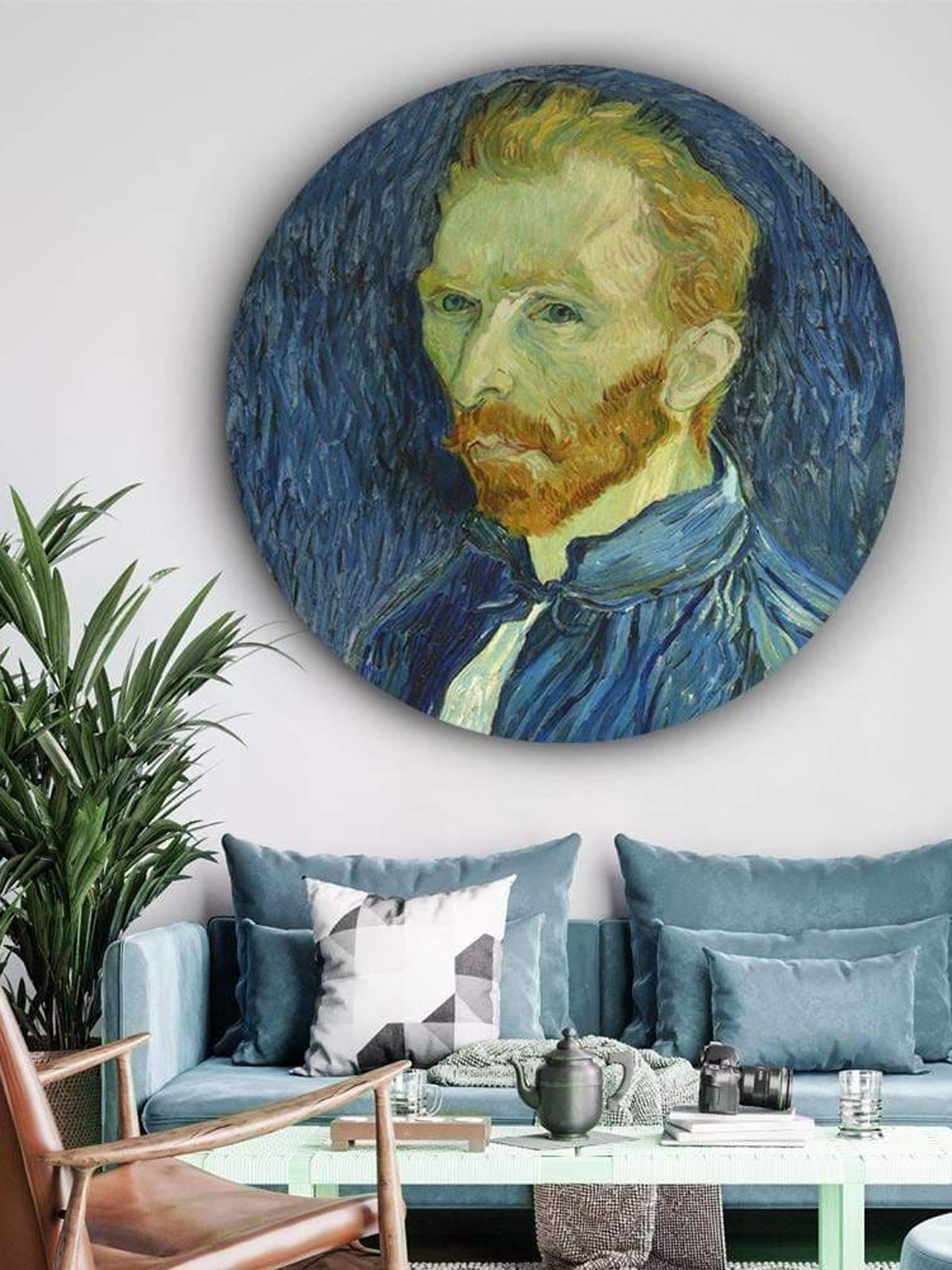 

THE ARTMENT Blue Circular Van Gogh in Element Canvas Matte Finish Wall Art