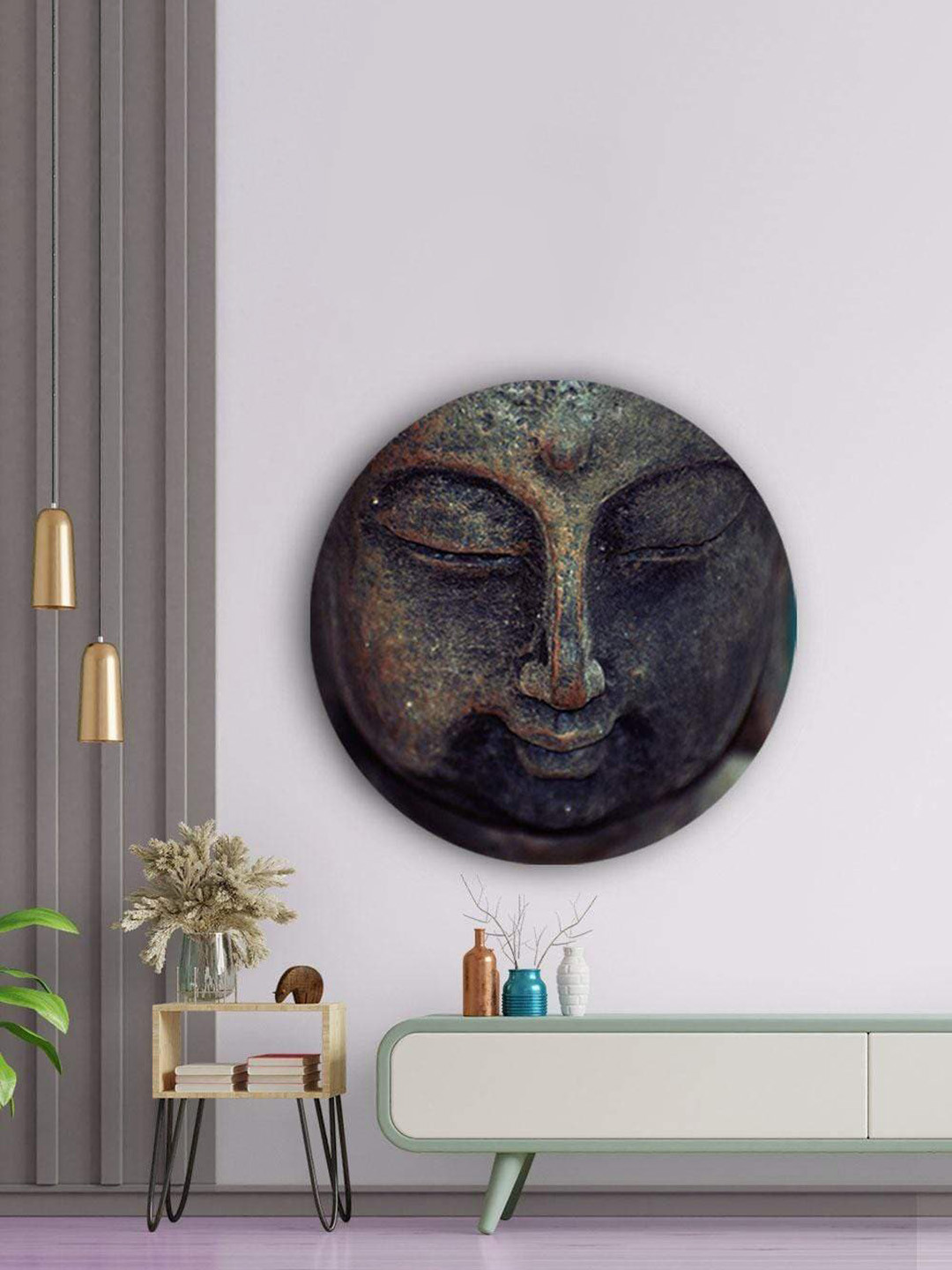 

THE ARTMENT Blue Matte Finish Power of Meditation Canvas Wall Art