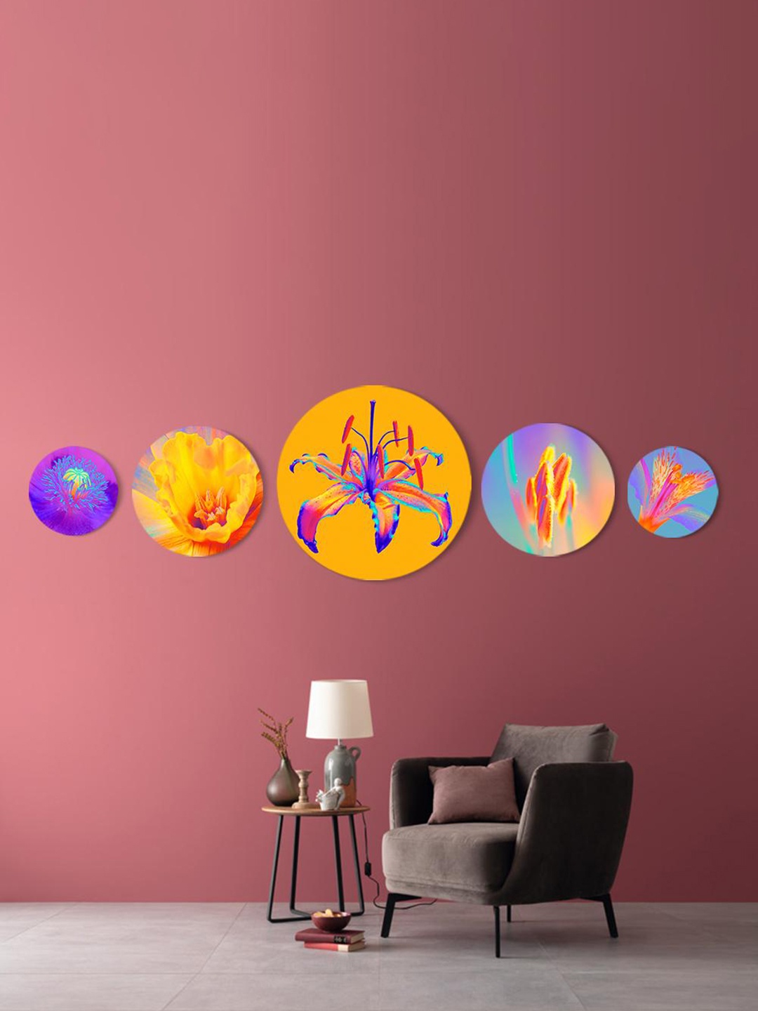 

THE ARTMENT Set of 5 Flamboyant Flowers Matte Finish Canvas, Multi