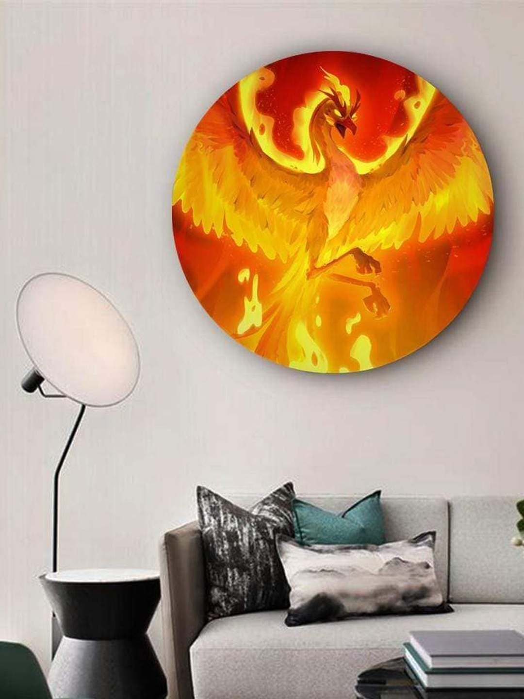 

THE ARTMENT Yellow Matte Finish Mythical Phoenix Canvas Wall Art