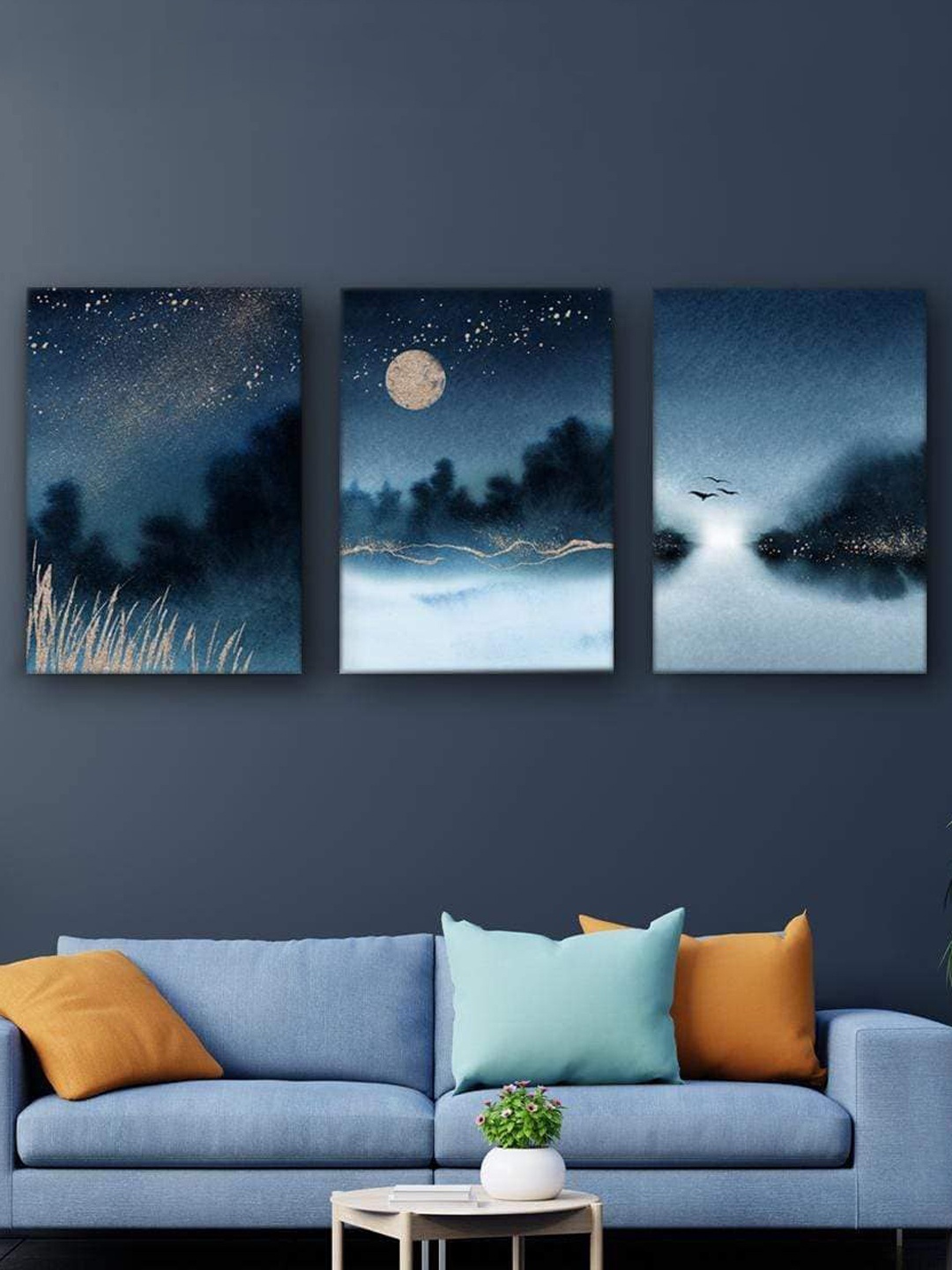 

THE ARTMENT Mystical Blues of the Night Matte Finish Canvas With Out Frame, Blue