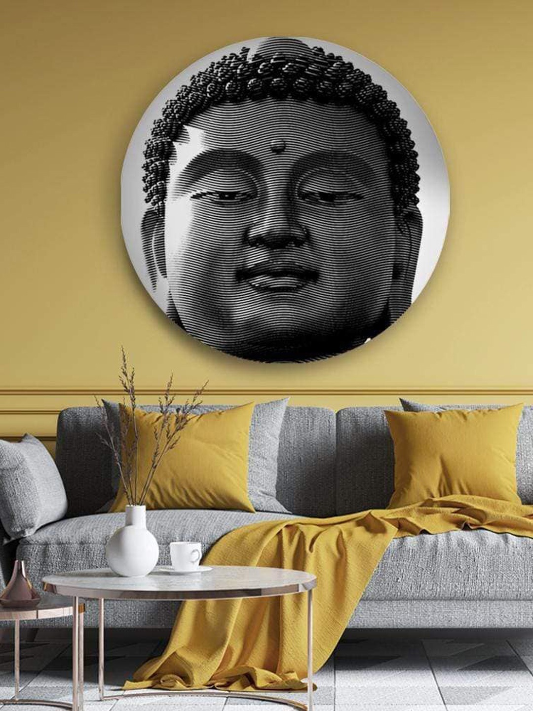 

THE ARTMENT Grey Tranquil Eyes of Buddha Canvas - Matte Finish