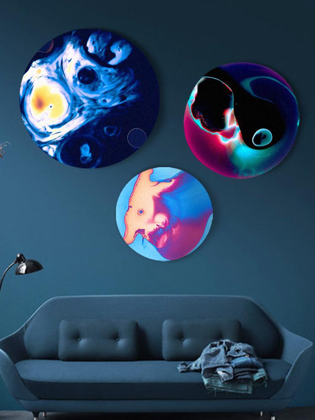 

THE ARTMENT Blue Thermally Flowing Color Canvas With Matte Finish Set of 3
