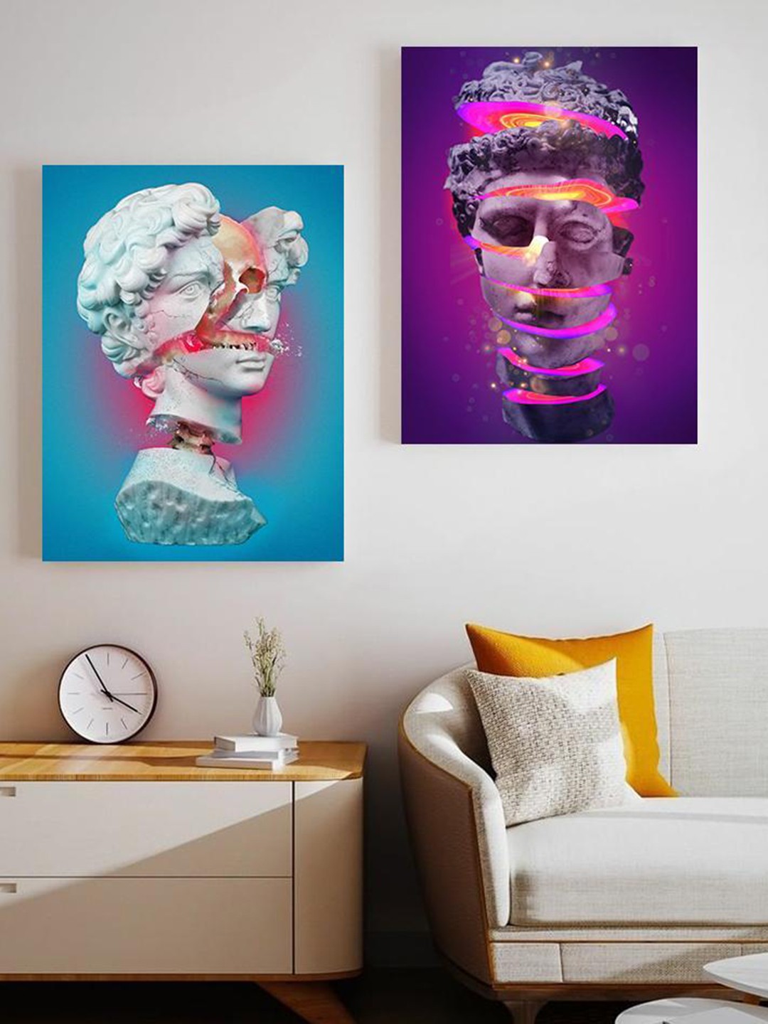 

THE ARTMENT Multicoloured Set of 2 Matte Finish Faces of Reality Canvas Wall Arts, Multi