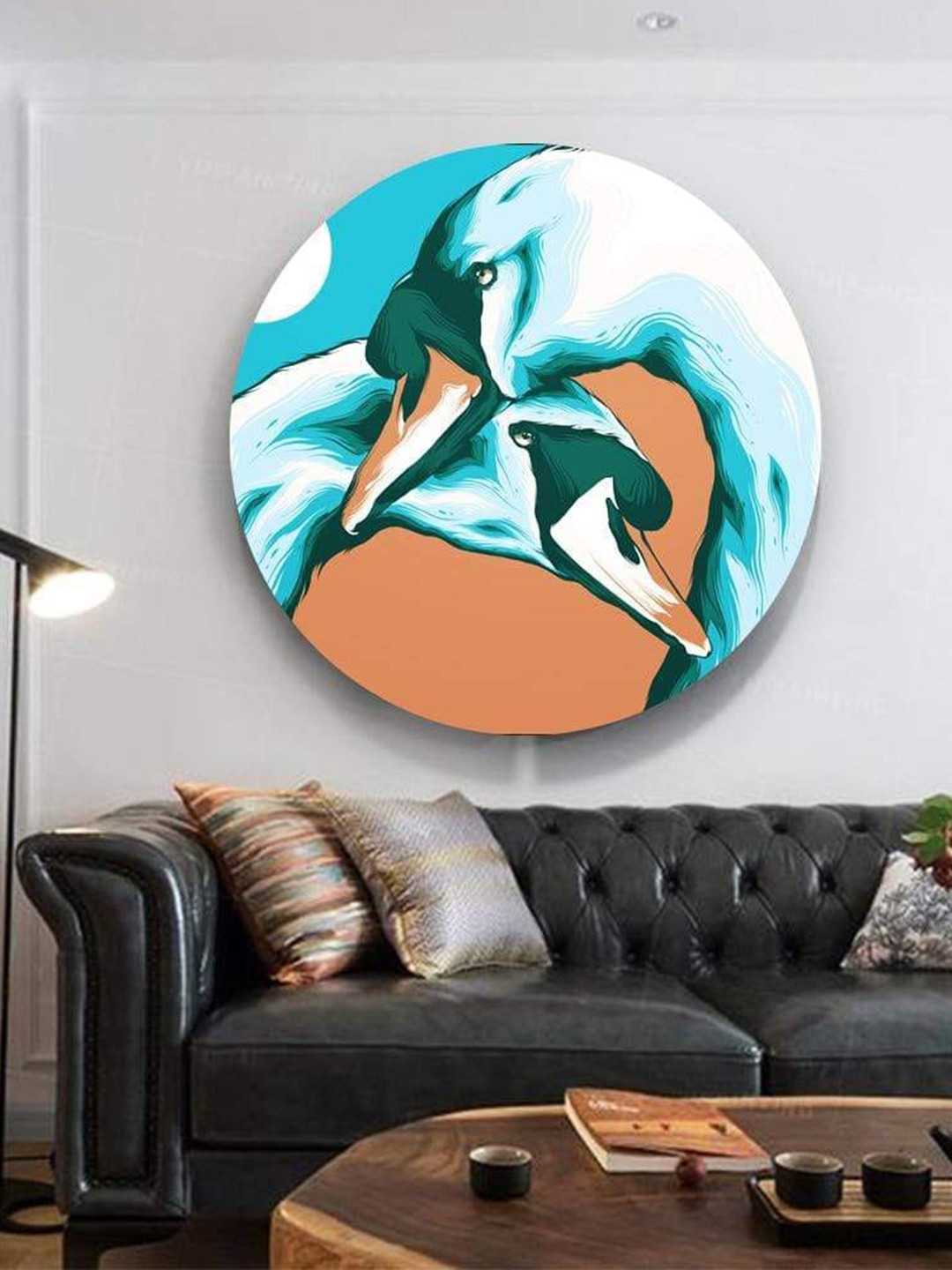 

THE ARTMENT Turquoise Blue Pair of Mute Swans Canvas - Matte Finish