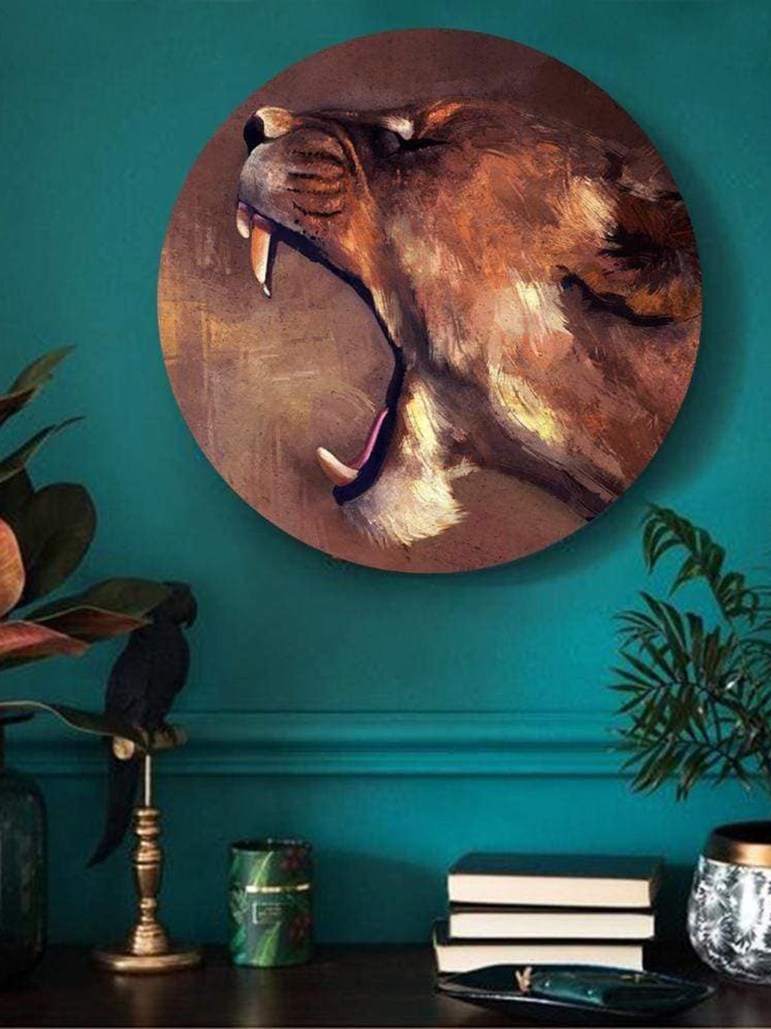 

THE ARTMENT Brown Matte Finish Fierce Lioness Canvas Wall Art