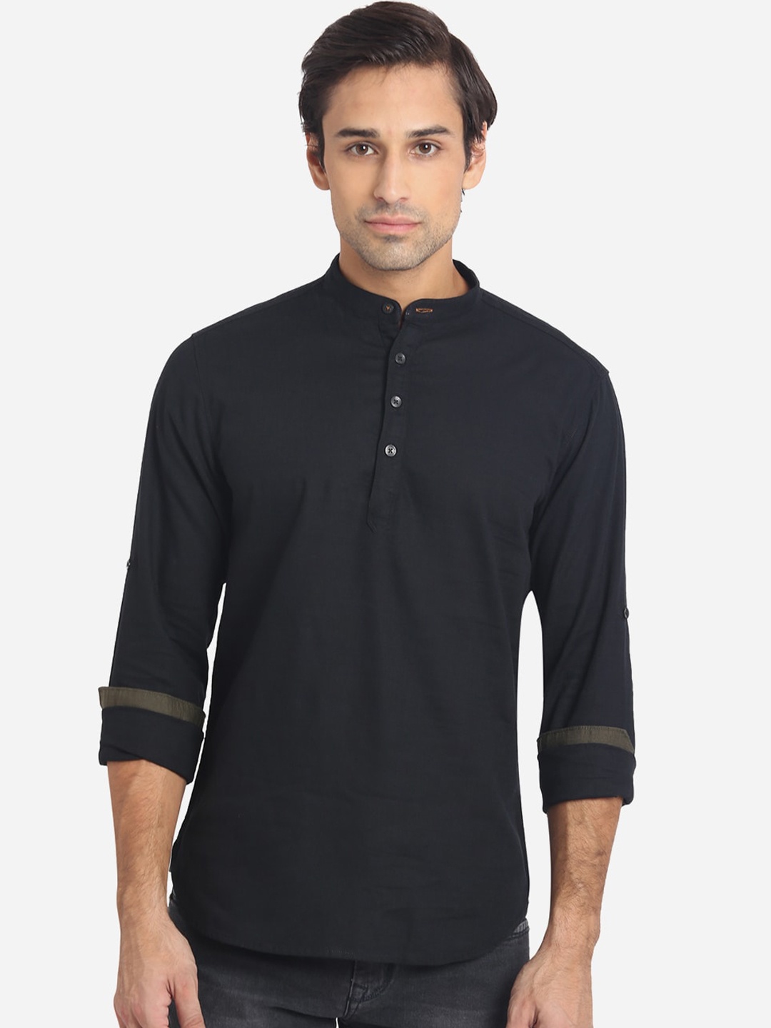 

Greenfibre Men Black Pure Cotton Kurta