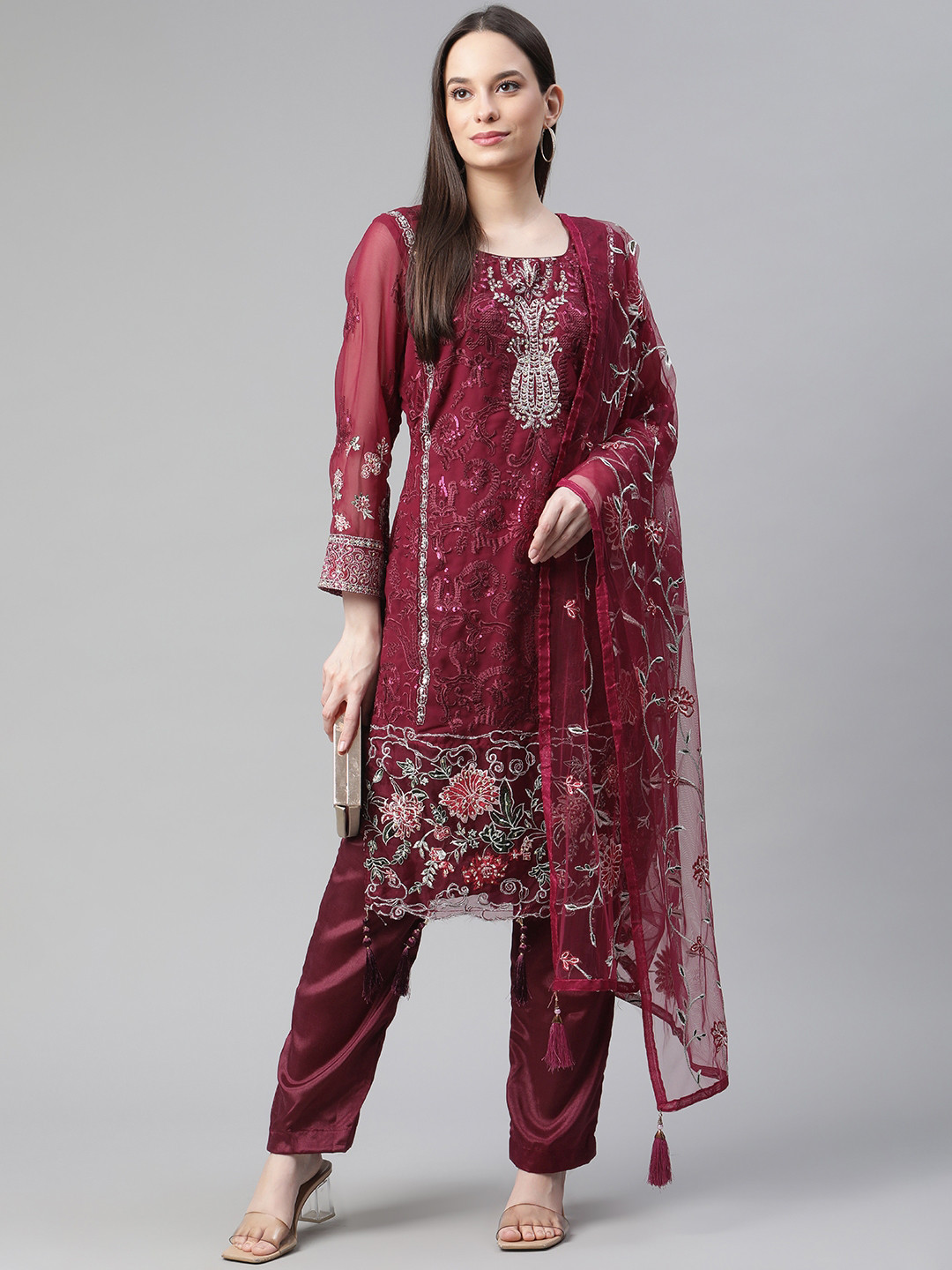 

Readiprint Fashions Maroon Embroidered Unstitched Dress Material