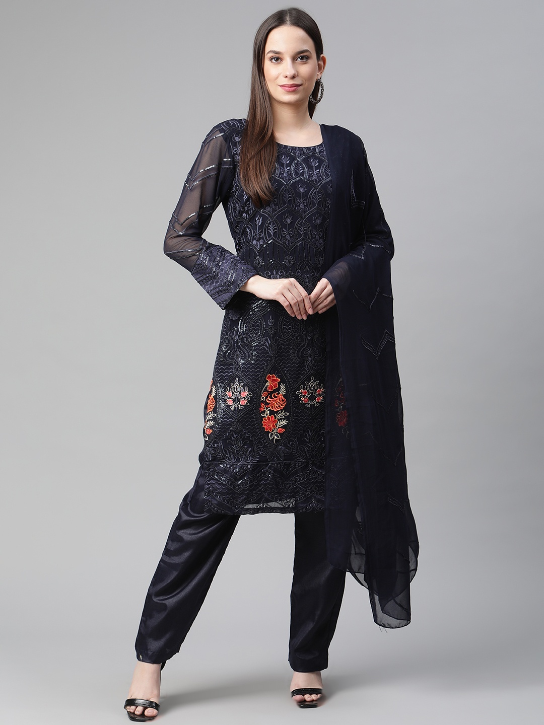 

Readiprint Fashions Blue Embroidered Unstitched Dress Material