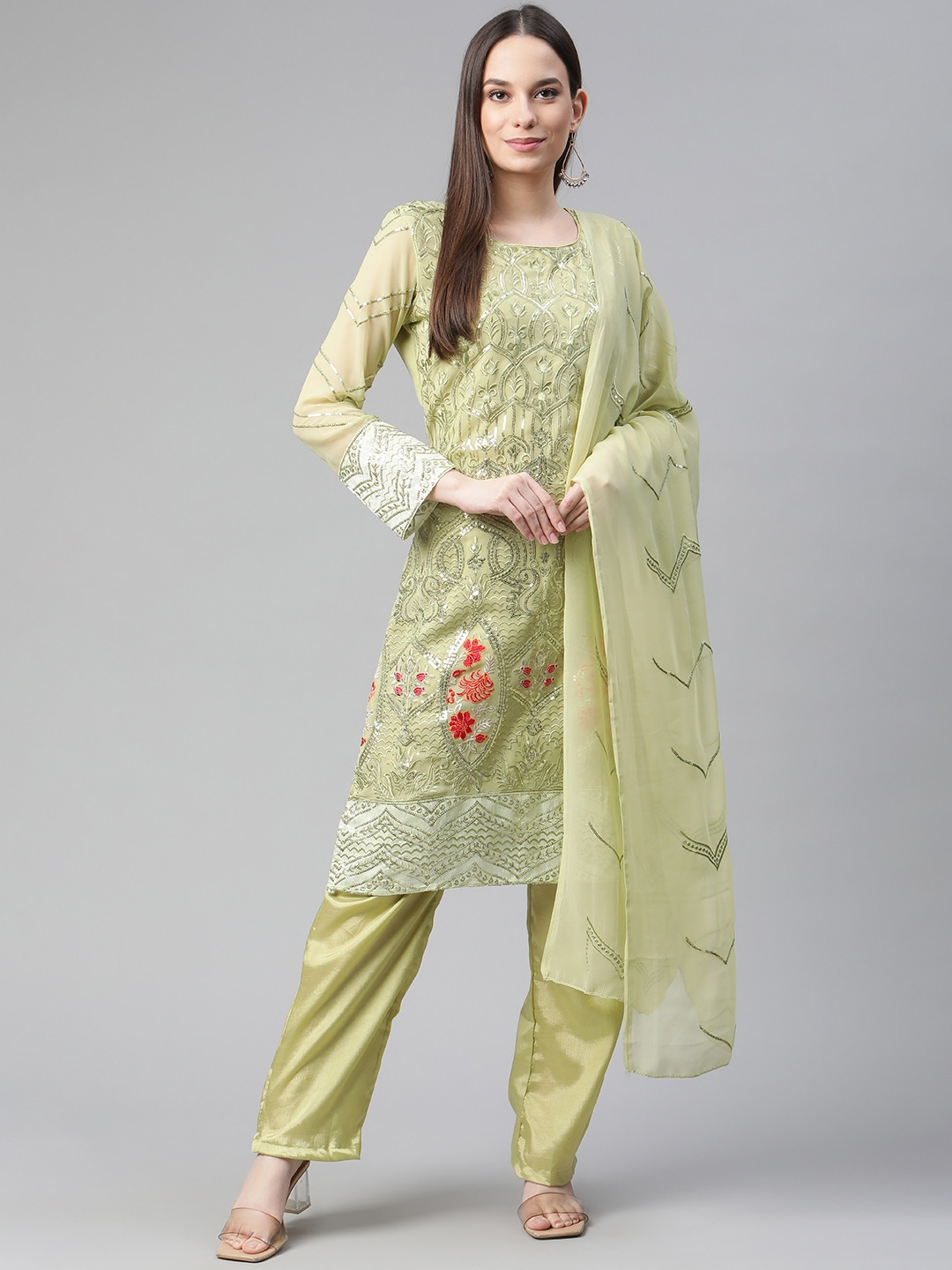 

Readiprint Fashions Green Embroidered Unstitched Dress Material