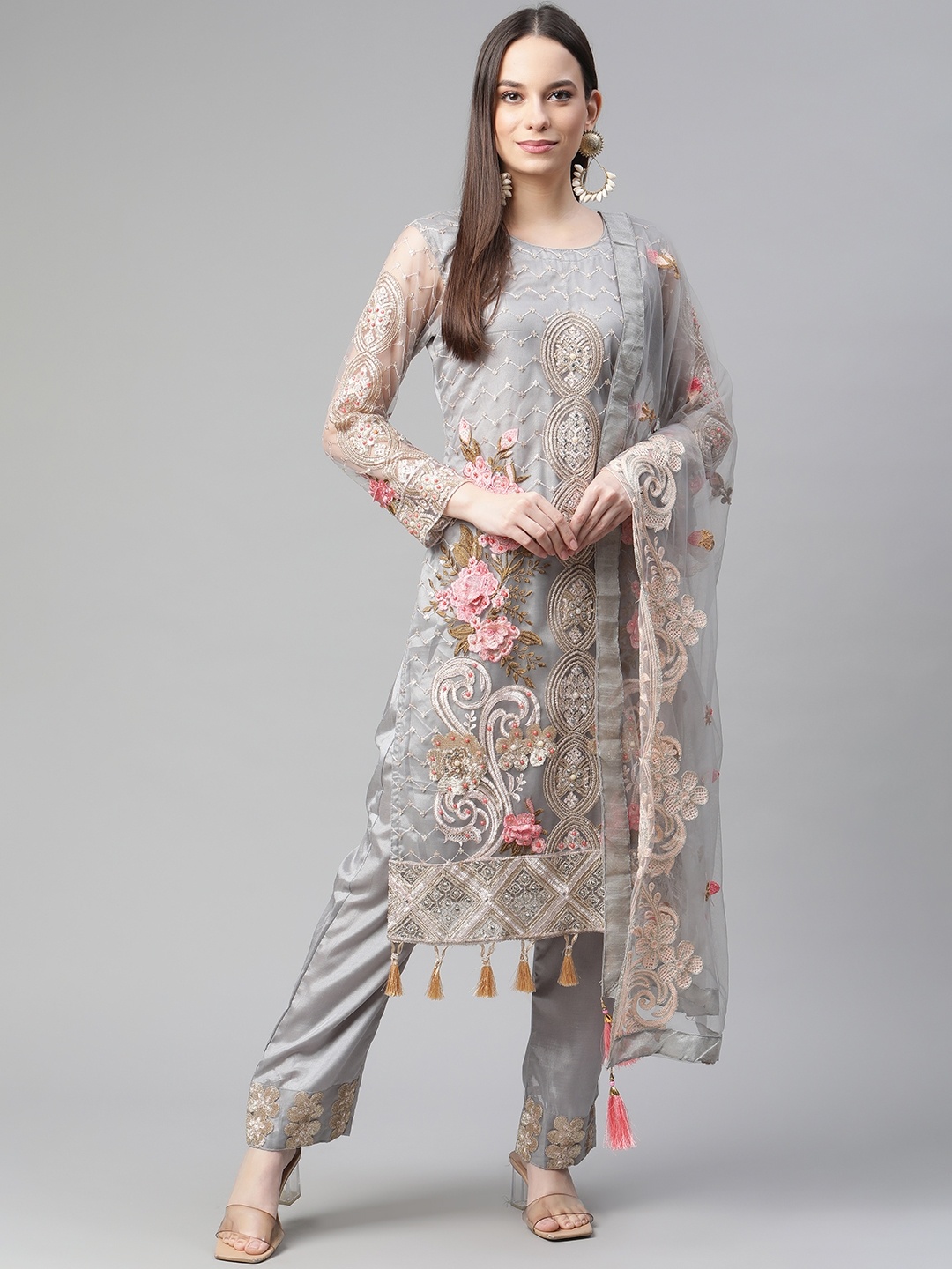 

Readiprint Fashions Grey Embroidered Unstitched Dress Material