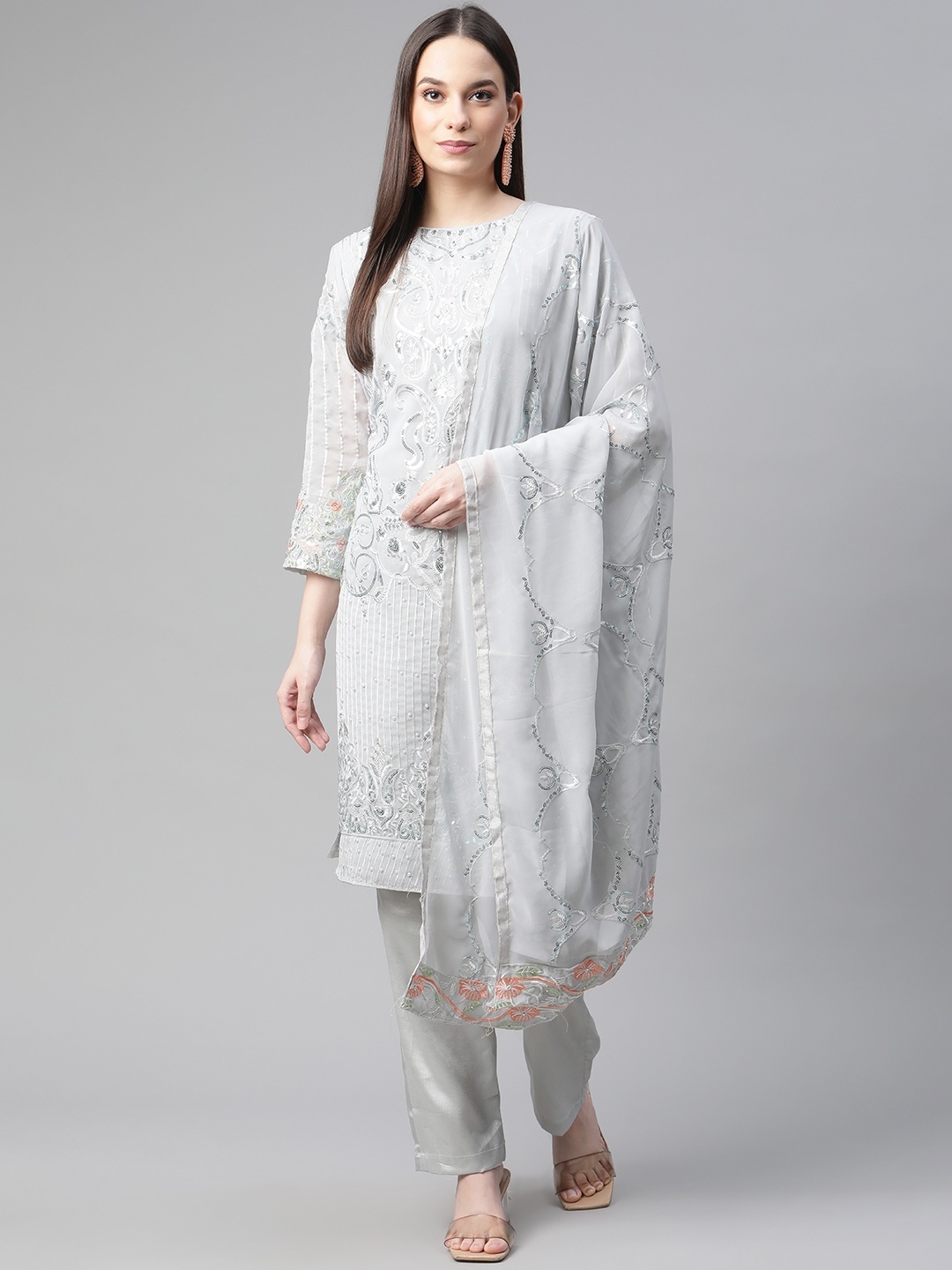

Readiprint Fashions Grey Embroidered Unstitched Dress Material