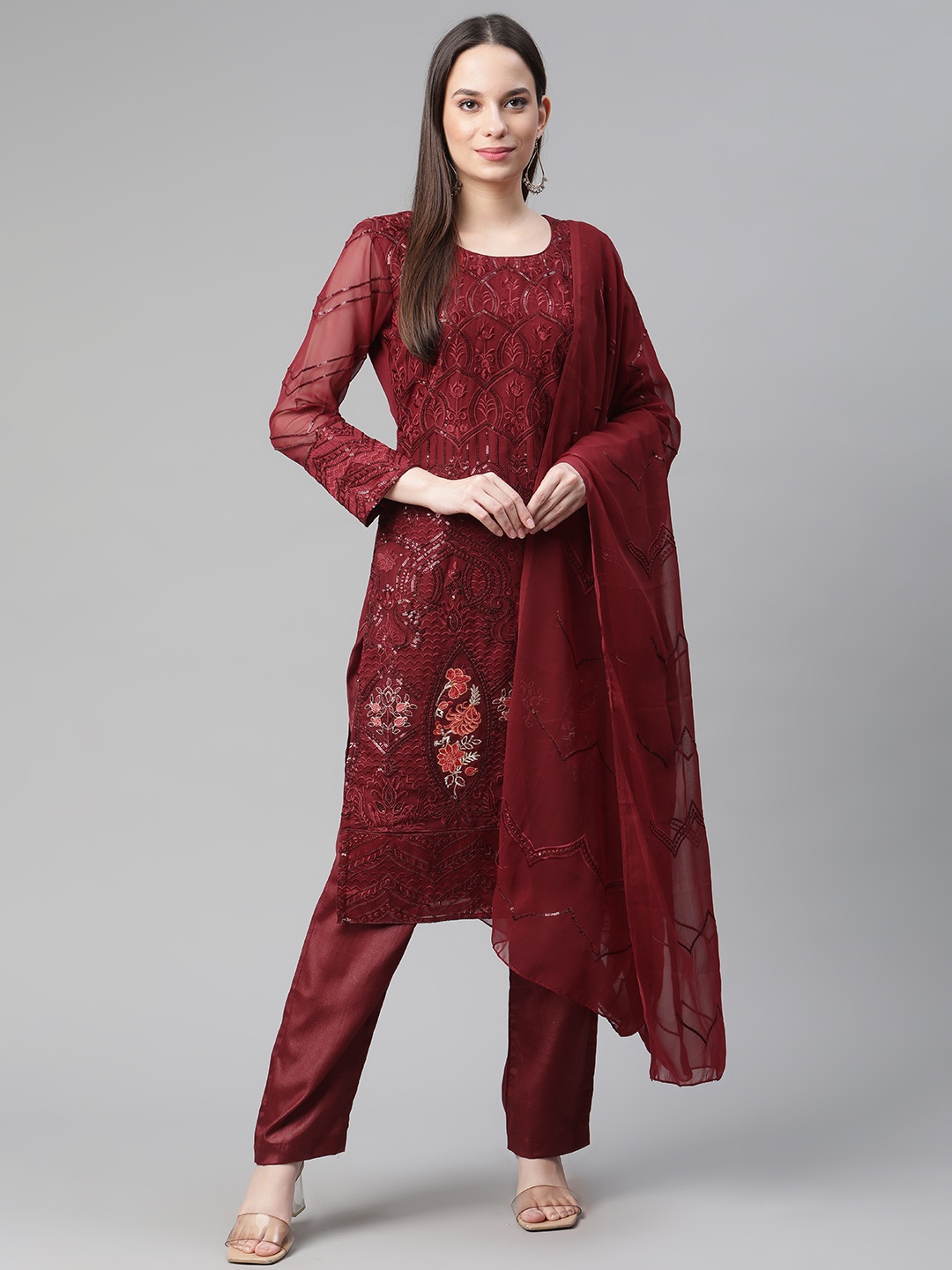 

Readiprint Fashions Maroon Embroidered Unstitched Dress Material