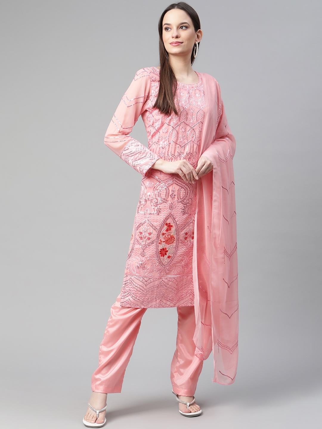 

Readiprint Fashions Pink Embroidered Unstitched Dress Material