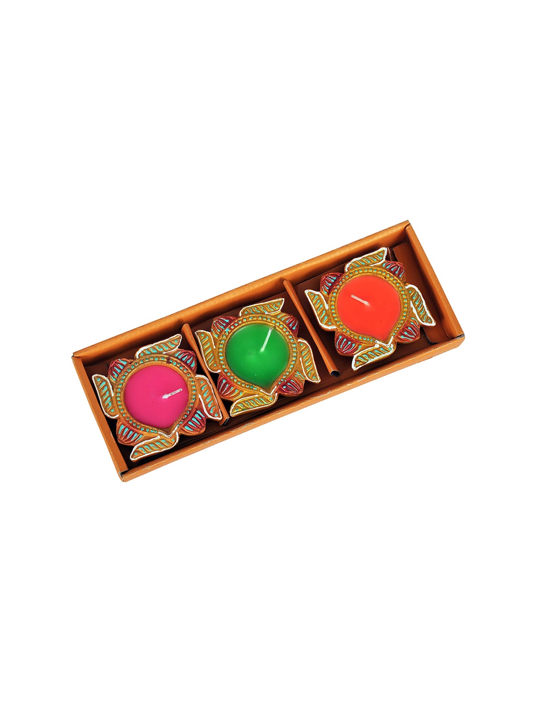 

The Legend Pack Of 3 Pink & Green Textured Handcrafted Terracotta Candles