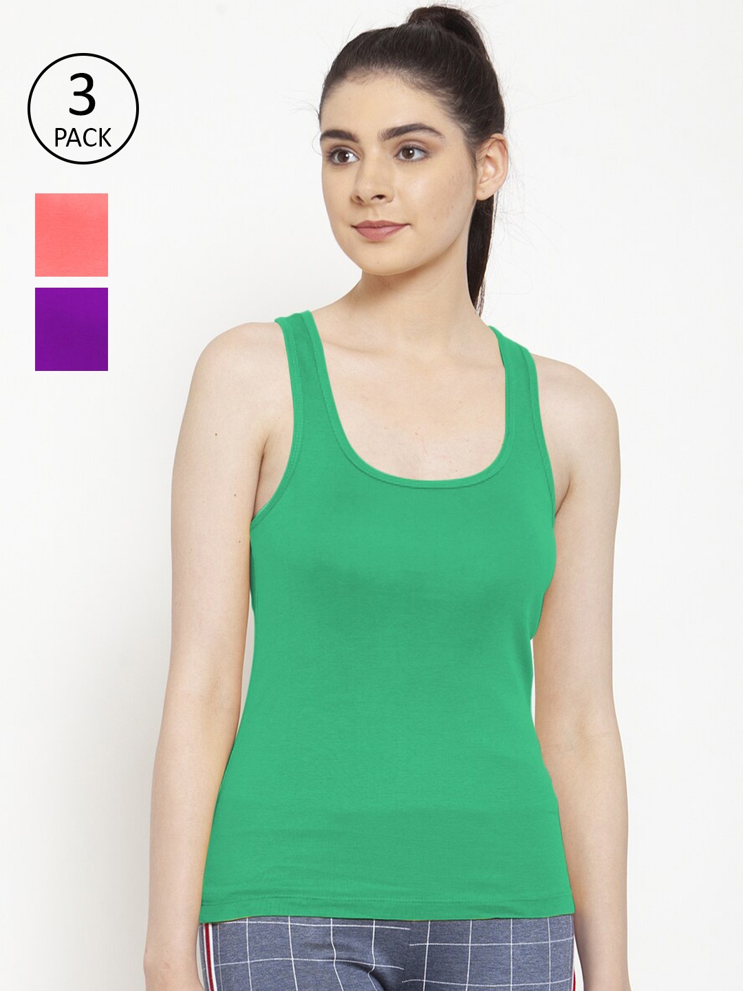 

Friskers Pack Of 3 Tank Tops, Green