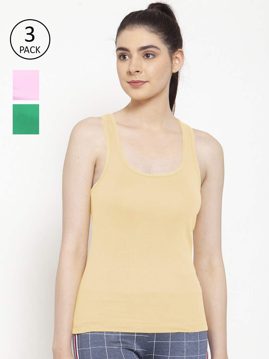 

Friskers Pack Of 3 Tank Tops, Beige