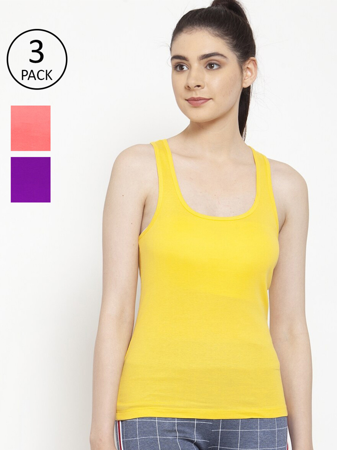 

Friskers Pack Of 3 Tank Tops, Yellow