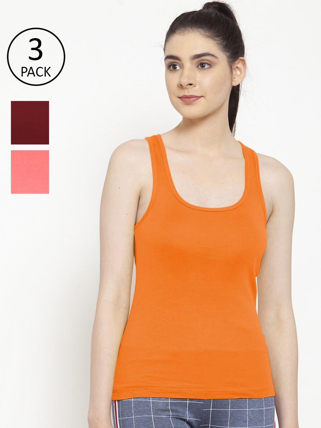 

Friskers Pack Of 3 Tank Tops, Orange