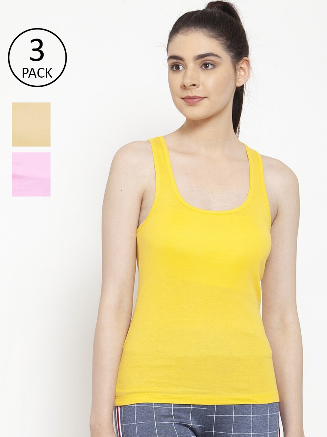 

Friskers Pack Of 3 Tank Tops, Yellow