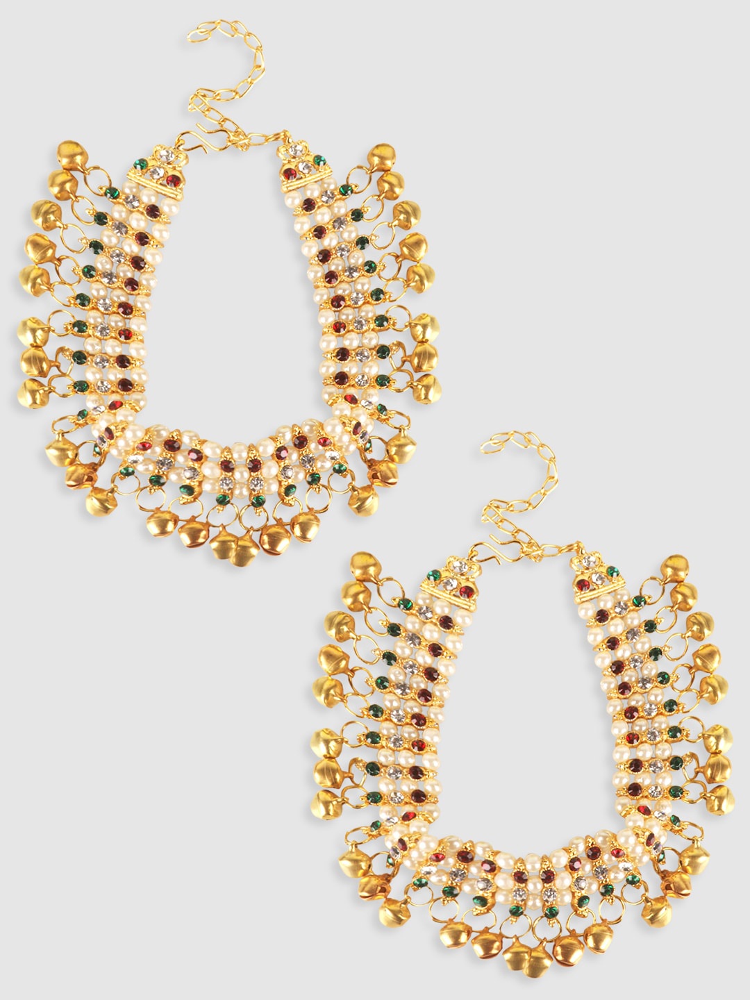 

PENNY JEWELS Multicolored Stone Studded Anklet with Ghungroo Details, Multi