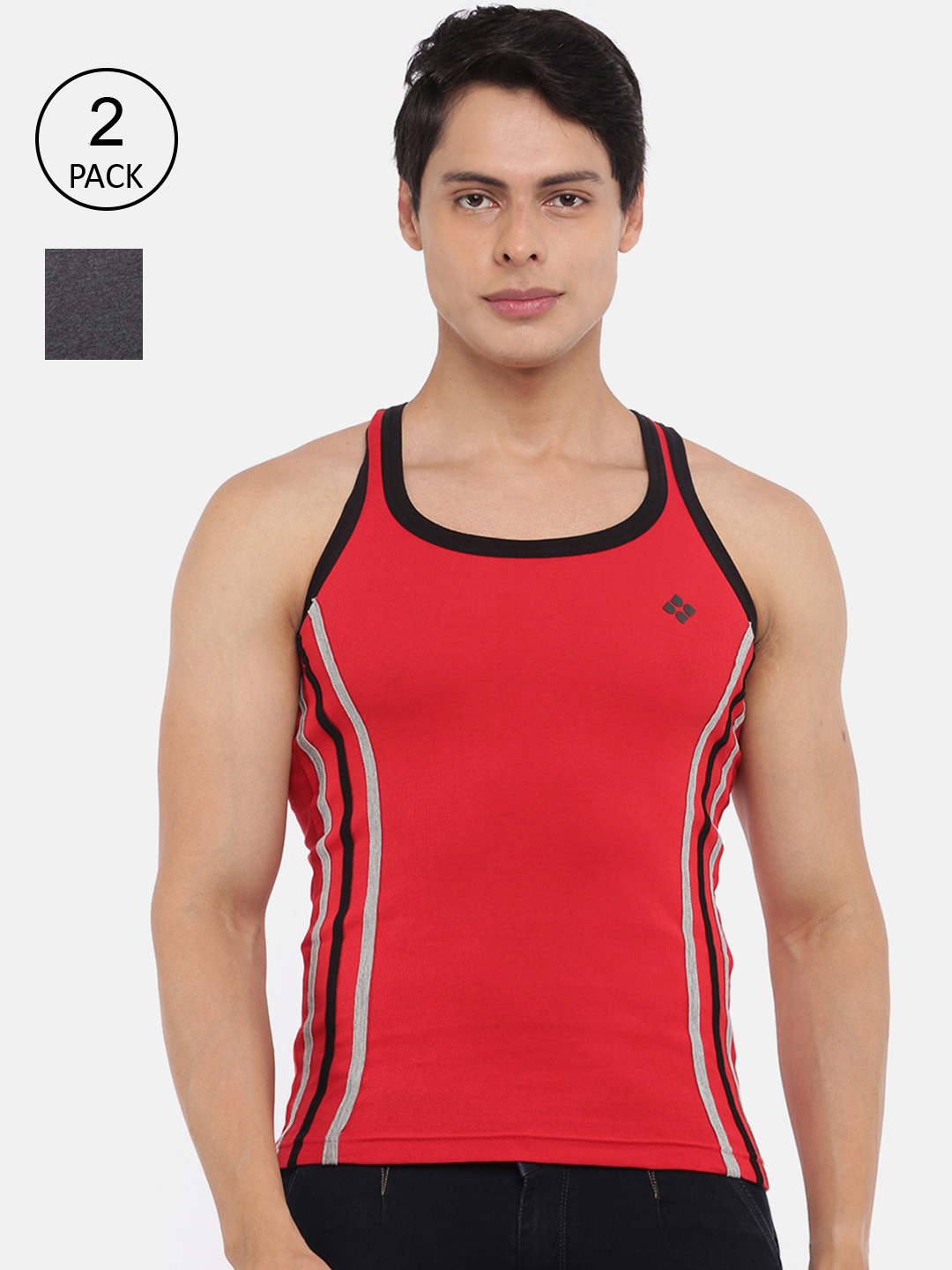 

Dollar Bigboss Men Pack of 2 Cotton Racerback Styled Gym Vest, Assorted