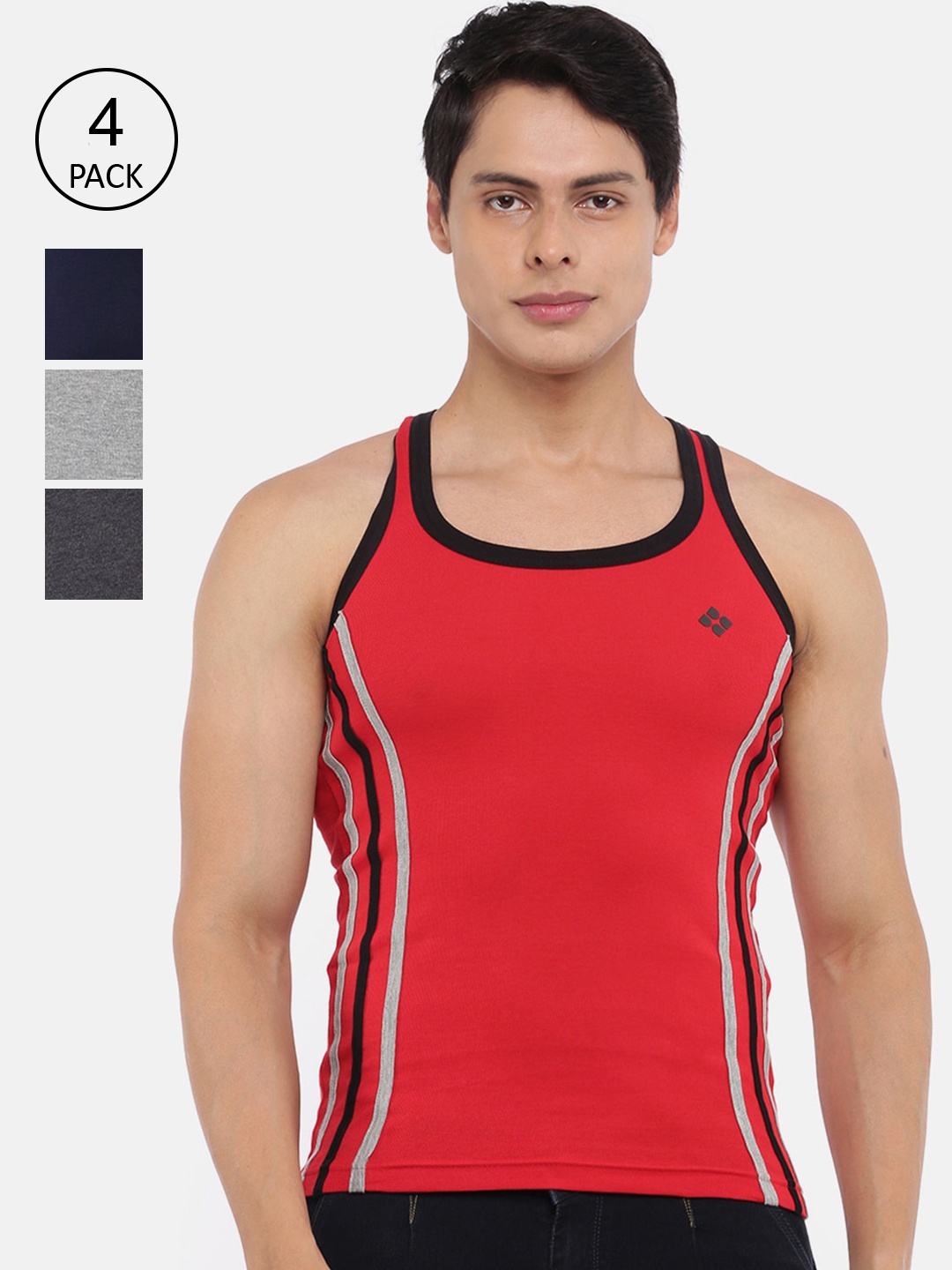 

Dollar Bigboss Men Pack of 4 Assorted Racerback Styled Gym Vests