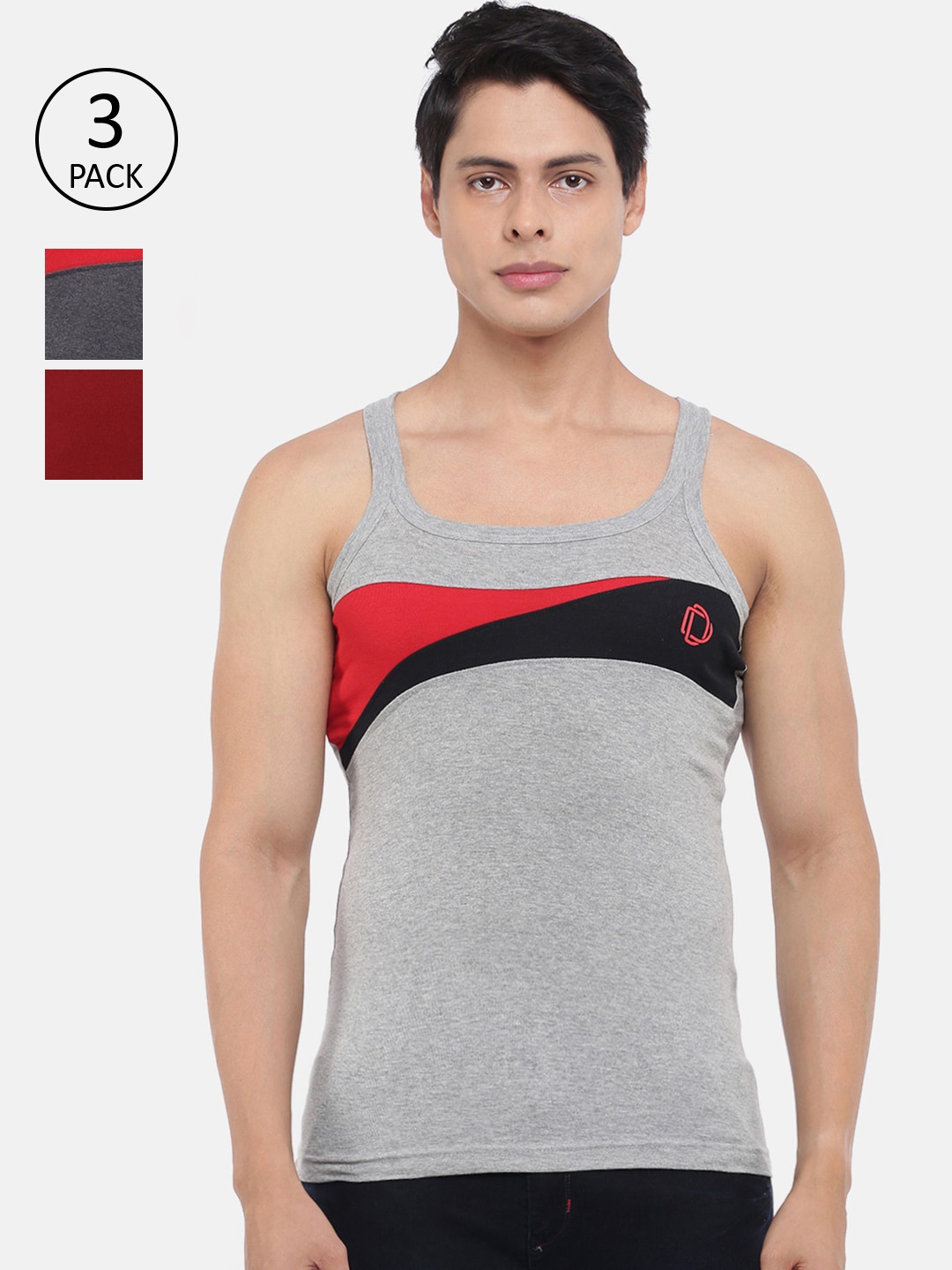 

Dollar Bigboss Men Pack Of 3 Assorted Racerback Styled Gym Vest