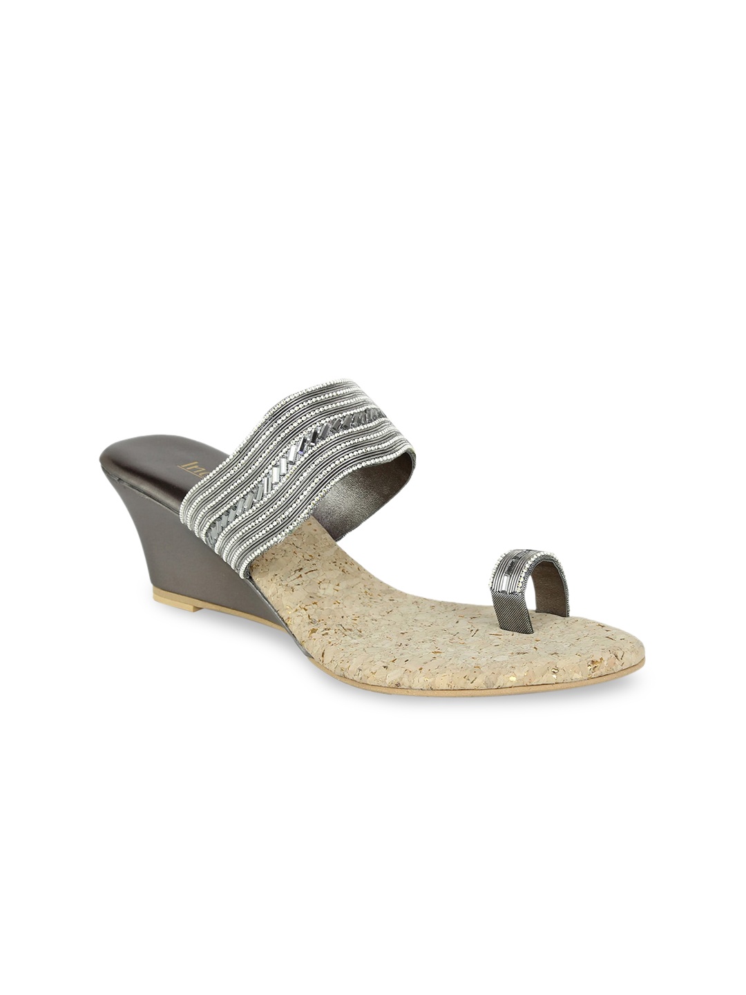 

Inc 5 Grey Ethnic Embellished Wedge Heels