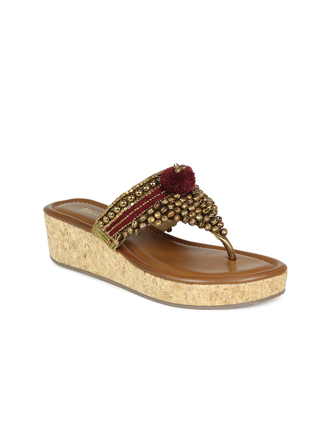 

Inc 5 Maroon Ethnic Embellished Flatform Heels