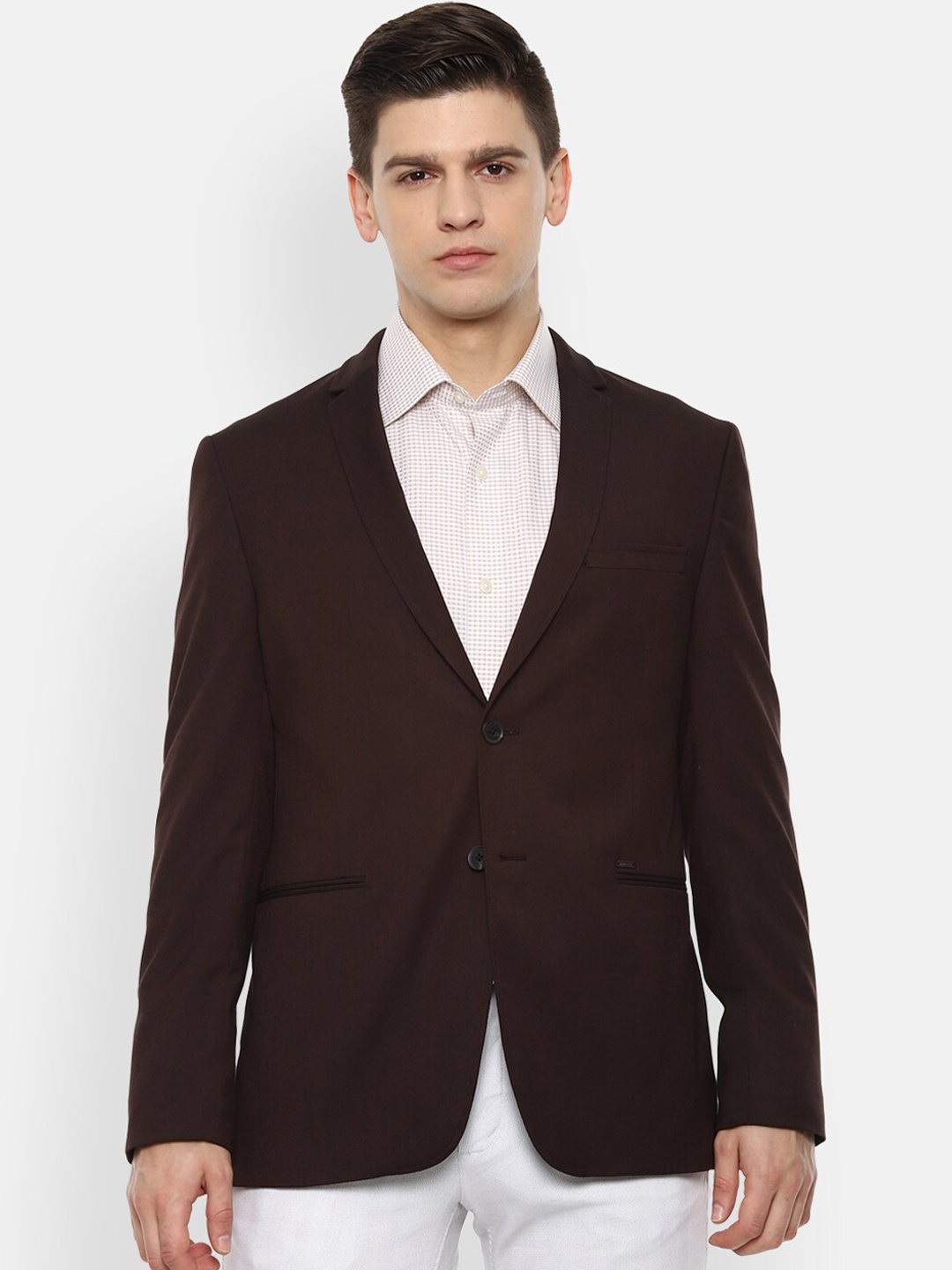 

Van Heusen Sport Men Brown Solid Slim Fit Single Breasted Casual Blazer