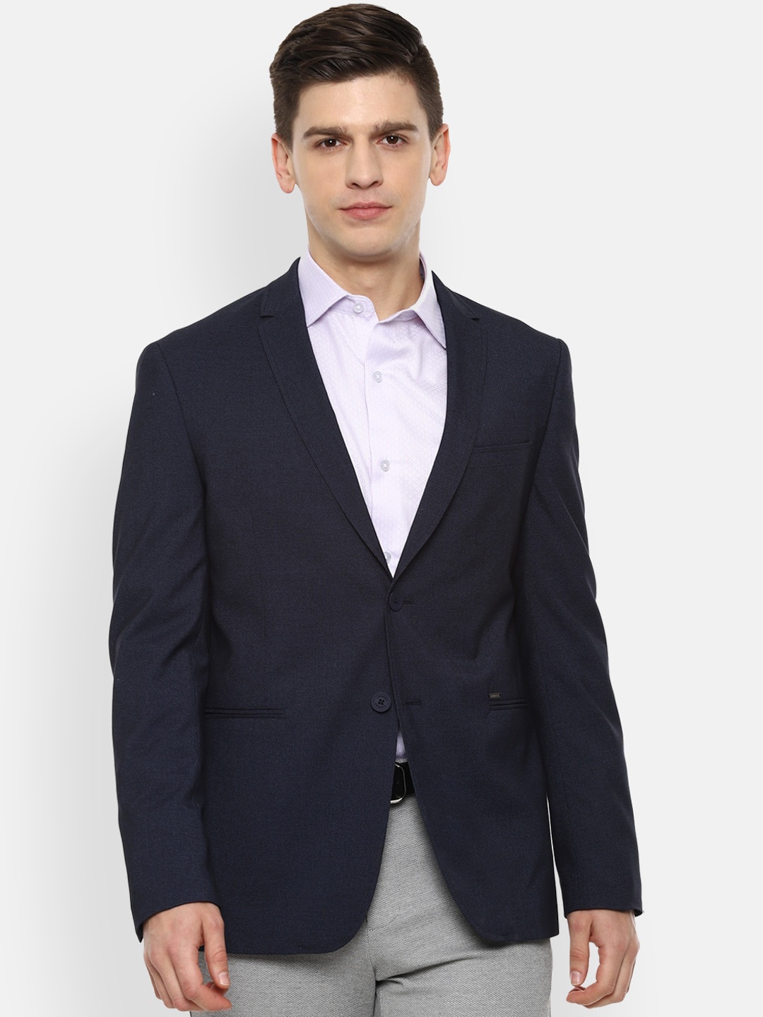 

Van Heusen Sport Men Navy Blue Solid Slim-Fit Single Breasted Blazer