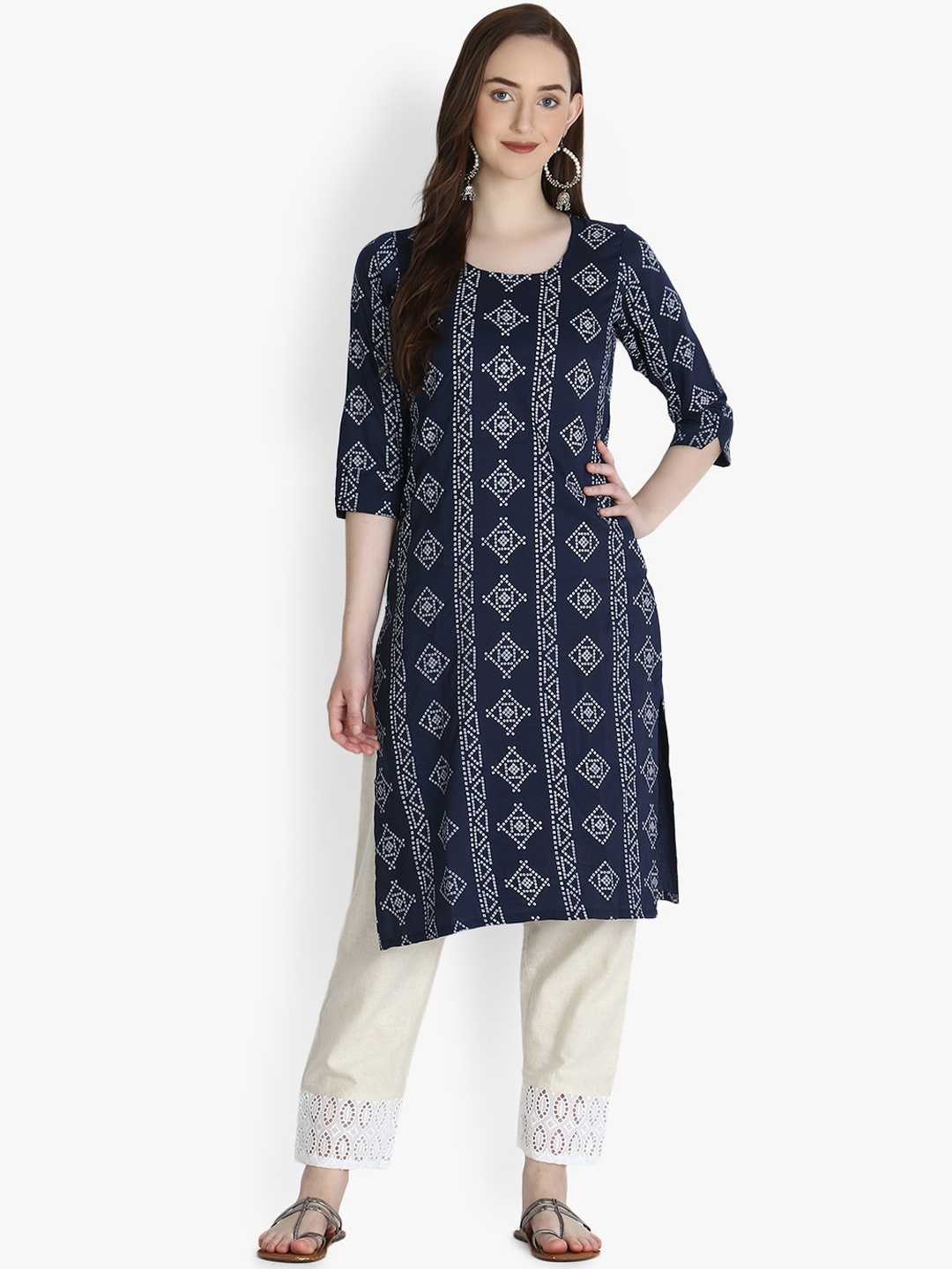 

OM SAI LATEST CREATION Women Blue Printed Kurta