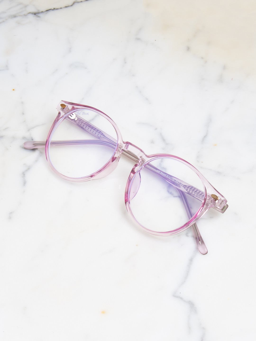 

Ted Smith Unisex Pink & Transparent Full Rim Round Frames TSI-8840