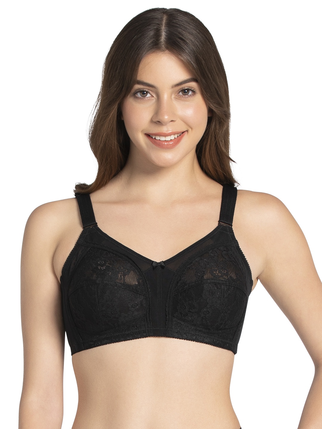 

Amante Non Padded Wirefree Magic Support Lace Bra - BRA81901, Black