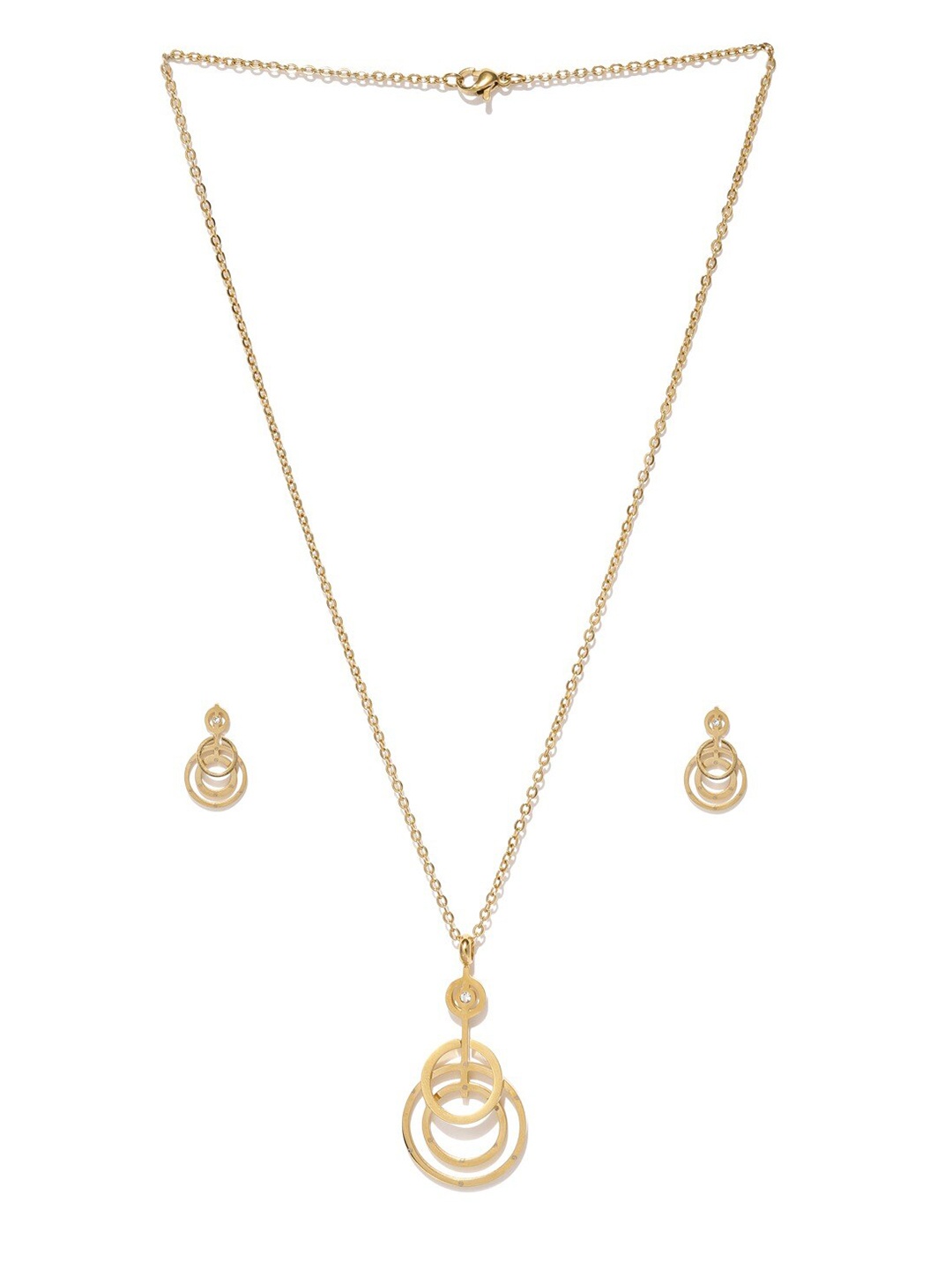 

Blisscovered Gold-Toned & White Stones Studded Necklace & Earrings