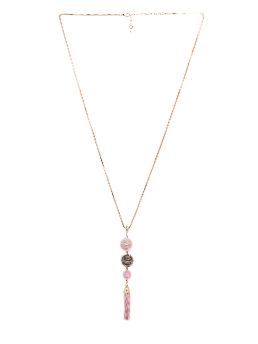 

Blisscovered Gold-Toned & Pink Tasselled Necklace