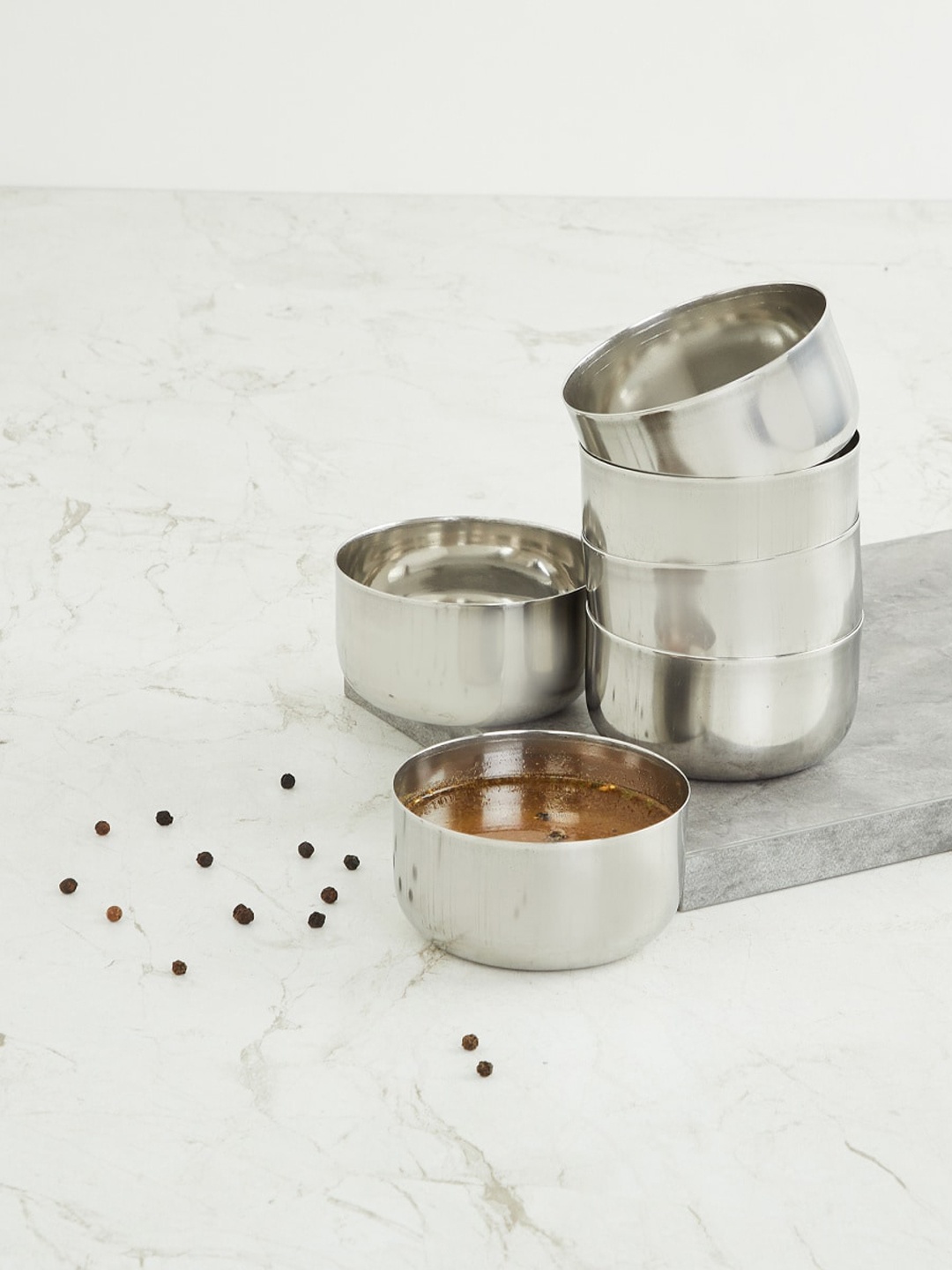 

Home Centre Set Of 6 Silver-Toned Solid Sadi Vati