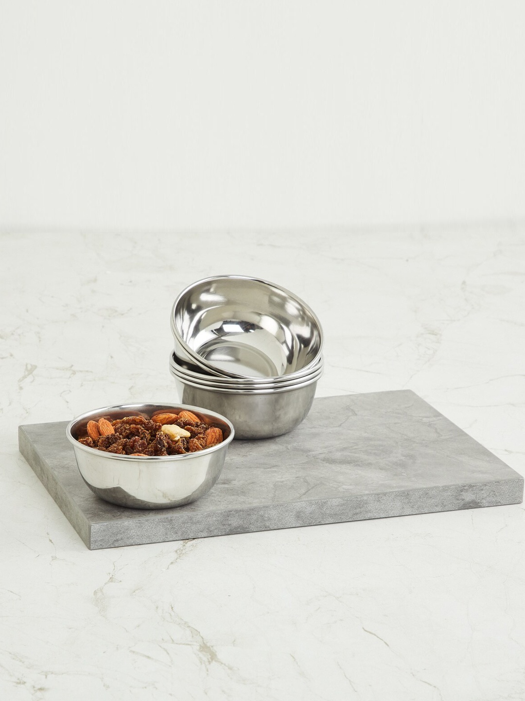 

Home Centre Set Of 6 Silver-Toned Solid Stainless Steel Bowl - 300ml