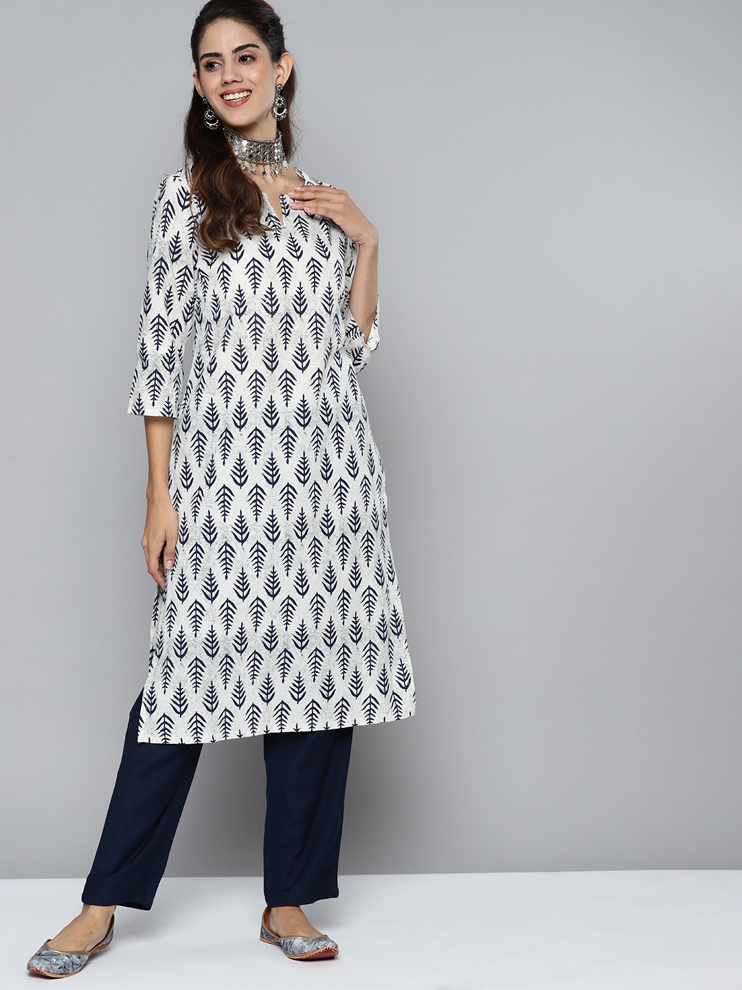 

HERE&NOW Women Ethnic Motifs Printed Kurta, White