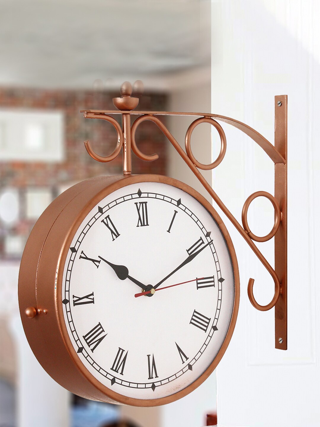 

eCraftIndia Copper-Toned & Off White Traditional Wall Clock