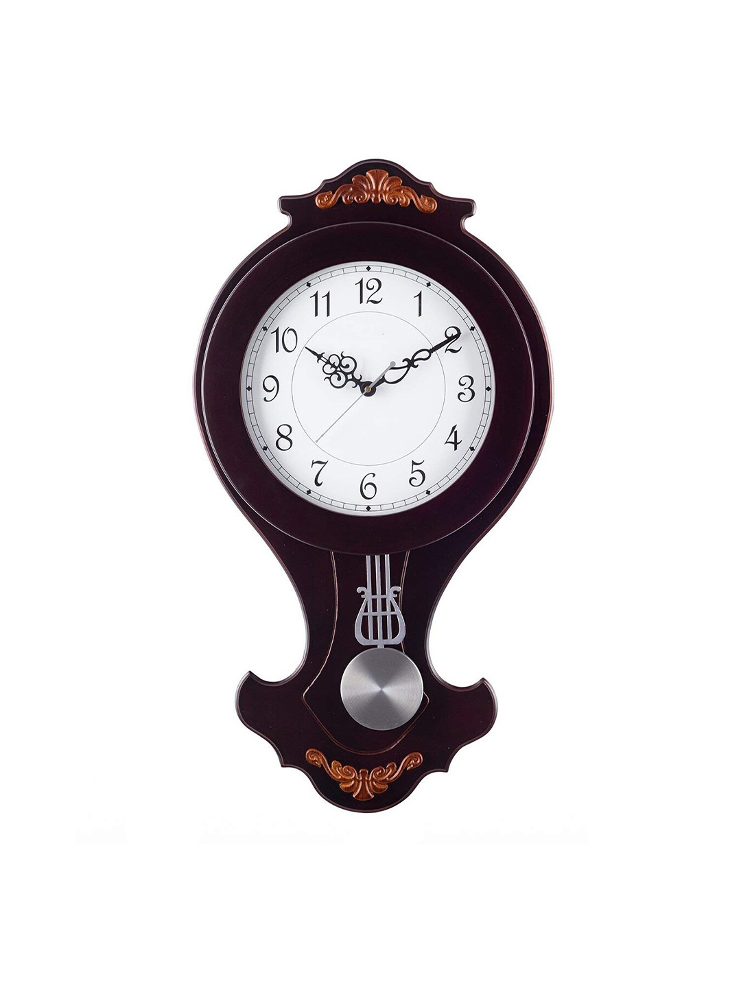 

eCraftIndia Brown & White Contemporary Pendulum Designer Analogue Wall Clock