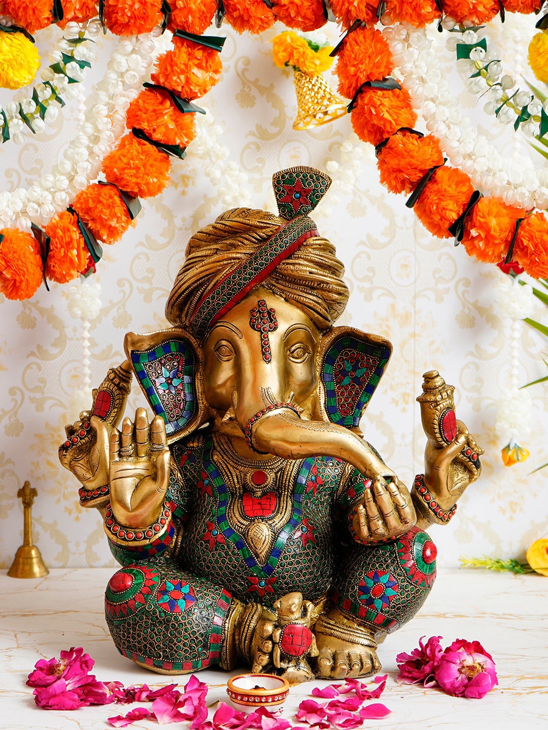 

eCraftIndia Gold-Toned Lord Ganesha Handcrafted Idol