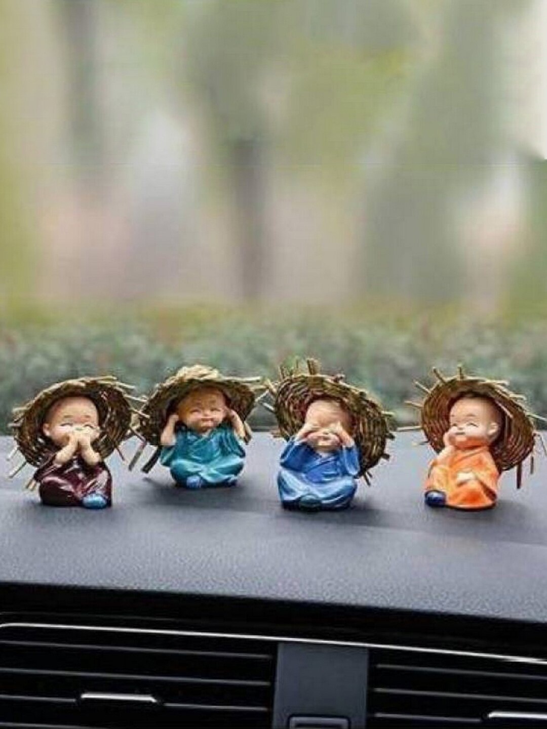 

eCraftIndia Set Of 4 Monks With Hat Decorative Showpiece, Blue