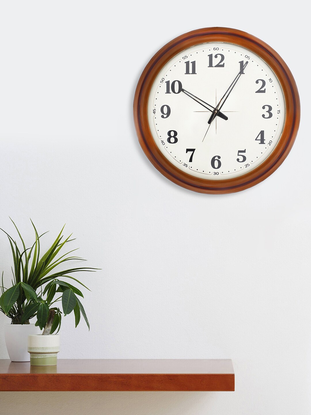 

eCraftIndia Brown & White Traditional Wooden Wall Clock