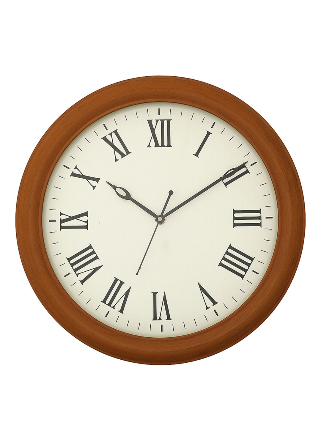 

eCraftIndia Brown & Off White Roman Numerals Traditional Wooden Wall Clock 33.9 cm