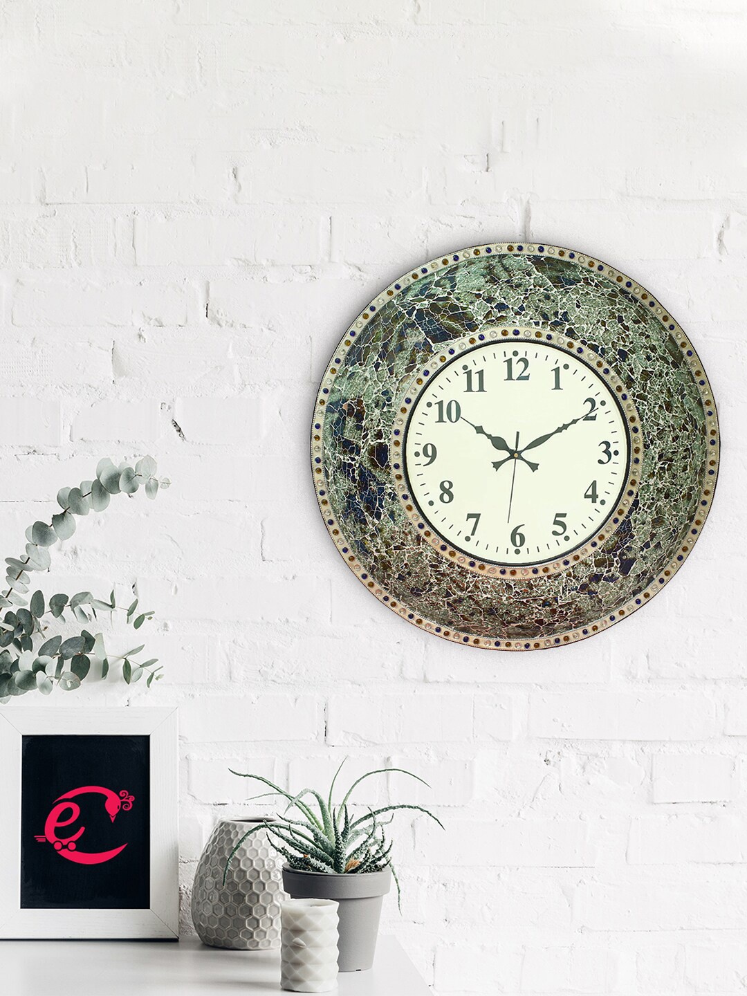 

eCraftIndia Multicoloured Textured Traditional Iron Designer Wall Clock, Multi